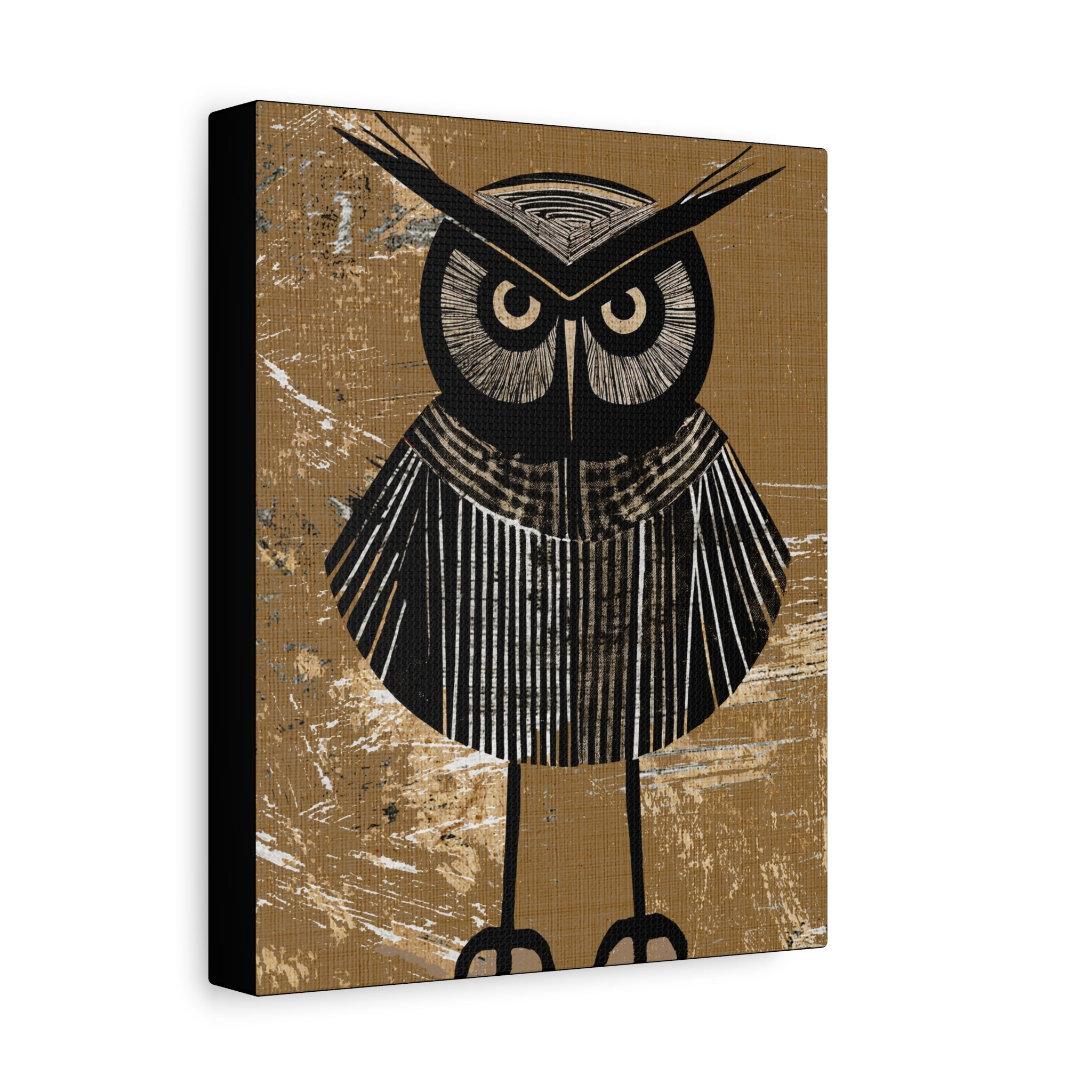 Mid Century Modern Short Owl No. 2 Art Print - Matte Canvas, Stretched, 1.25"