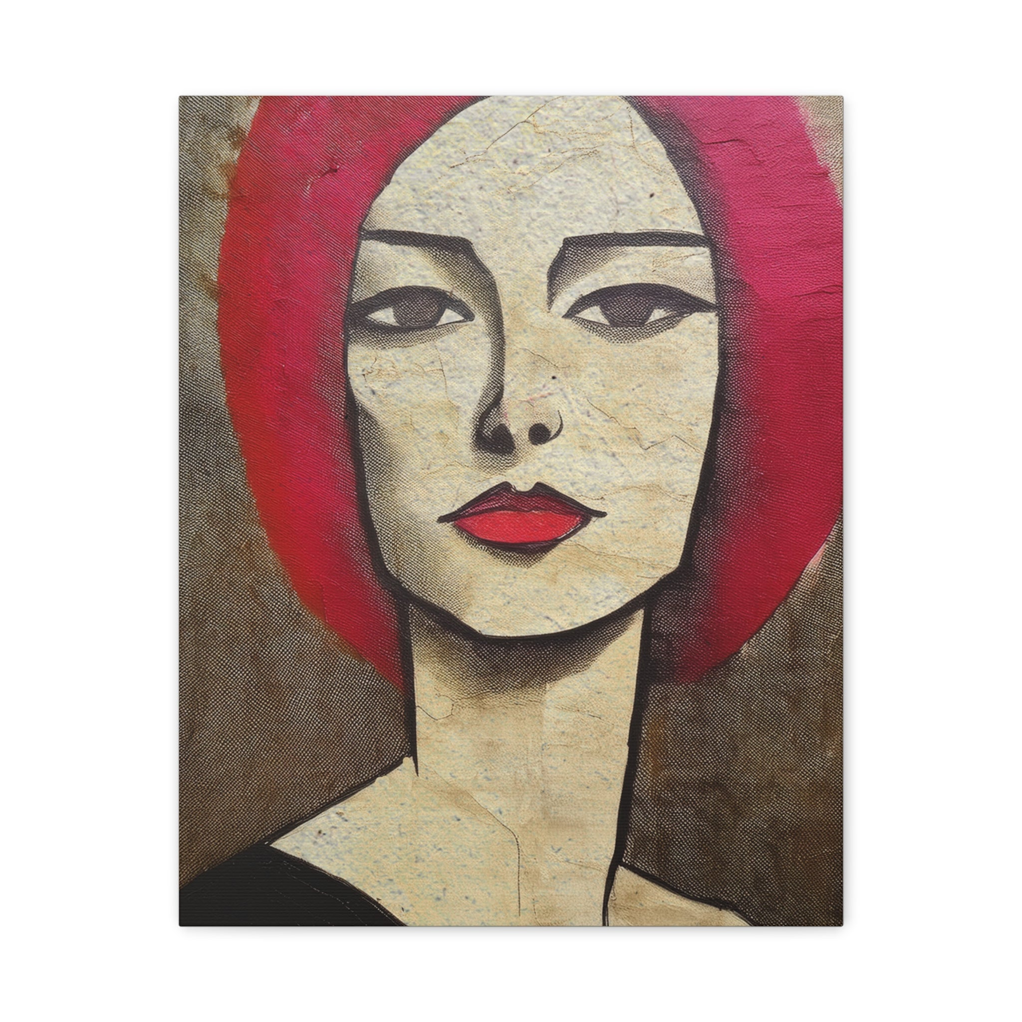 Abstract Woman Girl Portrait Pink Positive Print - Matte Canvas, Stretched, 1.25"