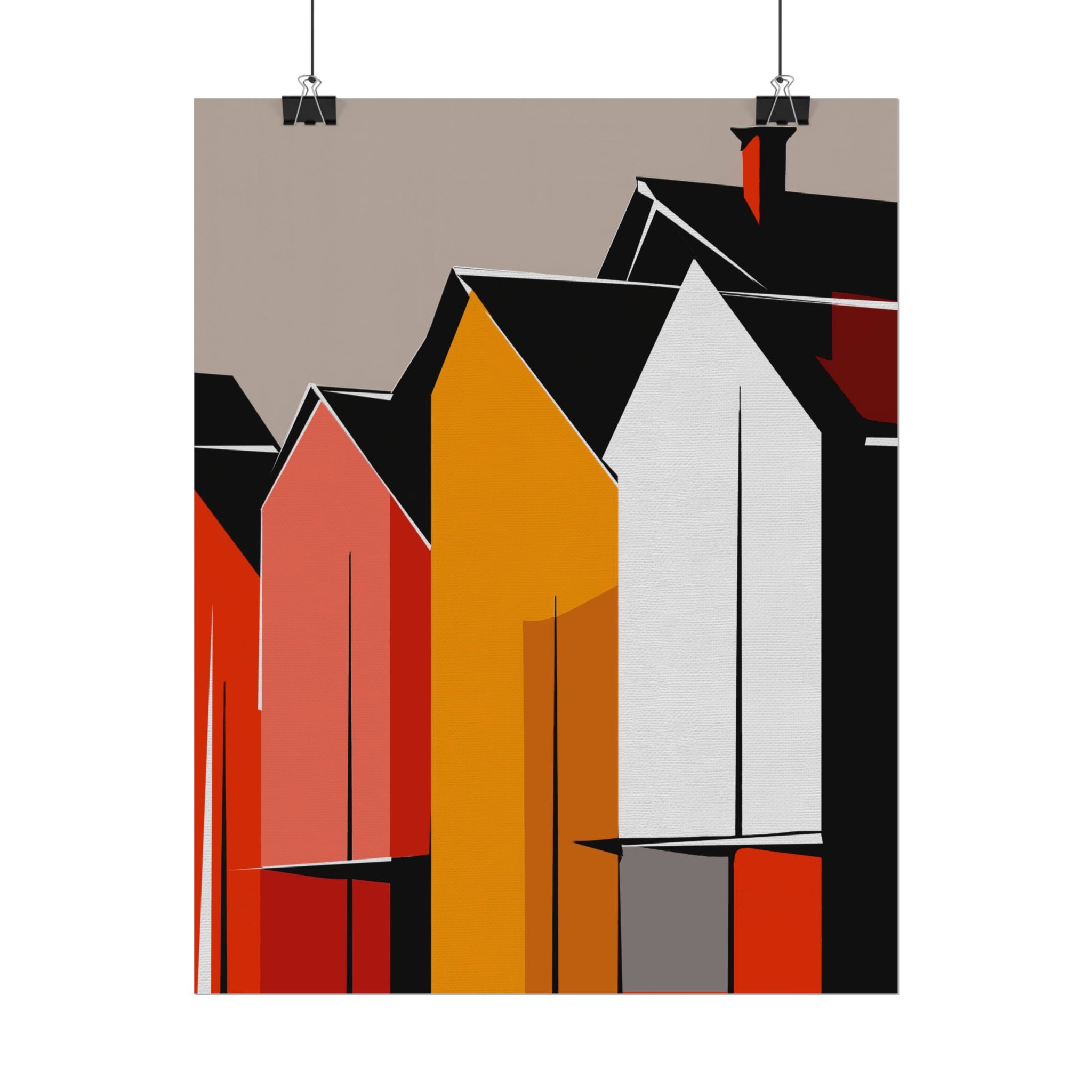 Mid Century Modern Inspired Houses Homes Art Print Rolled Poster | Wall Art, Midwest Mod, Prairie, Architecture