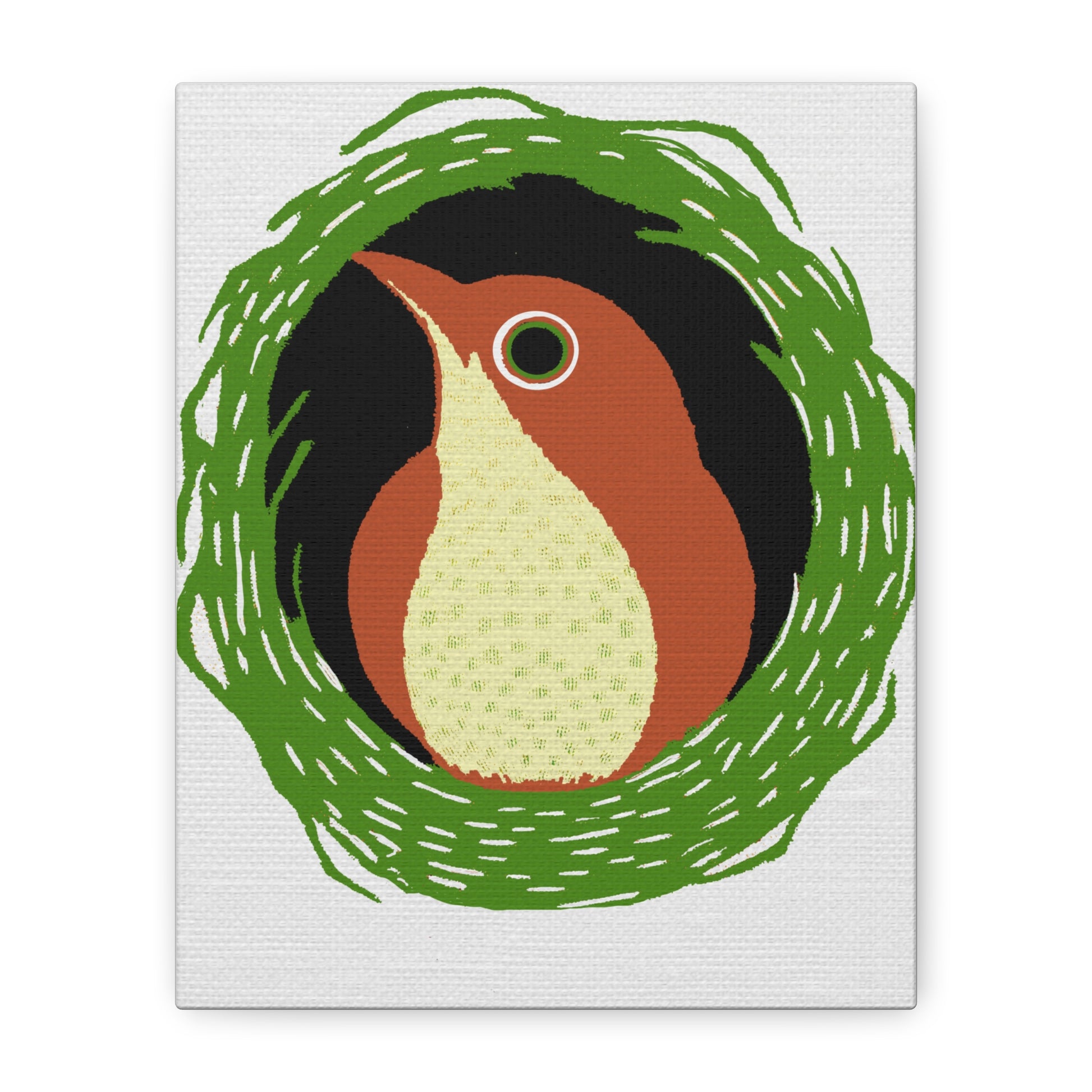 Midwest Mod Wren Tucked In Art Print - Matte Canvas, Stretched, 1.25"