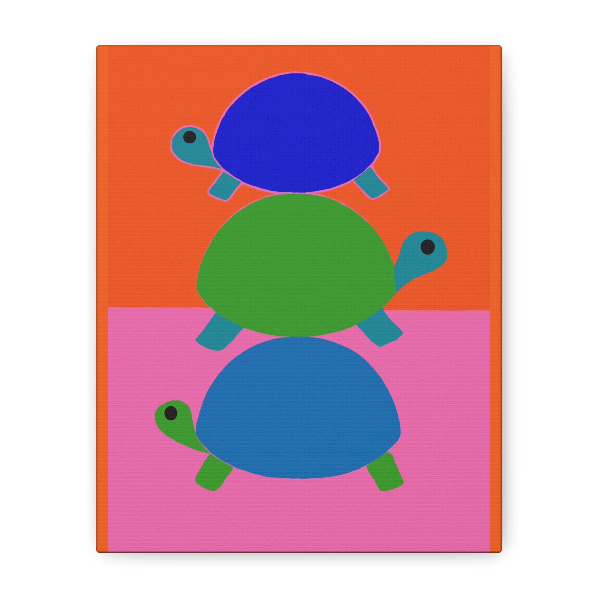 Midwest Mod Pop In Your Face Turtle Trio Art Print - Matte Canvas, Stretched, 1.25"