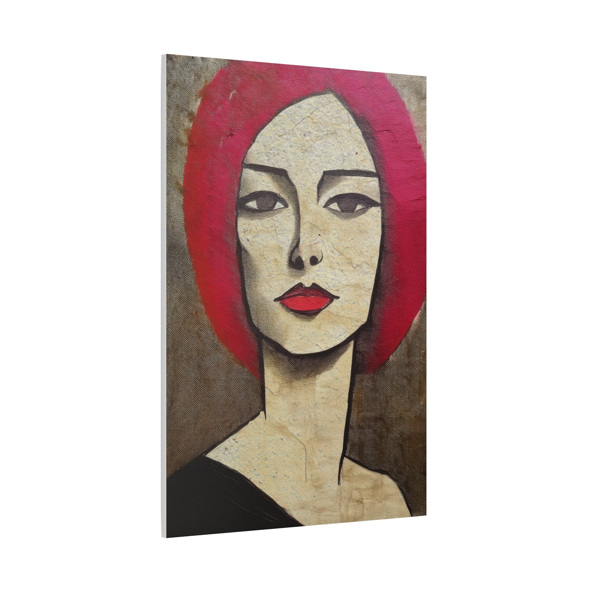 Abstract Woman Girl Portrait Pink Positive Print - Matte Canvas, Stretched, 1.25"