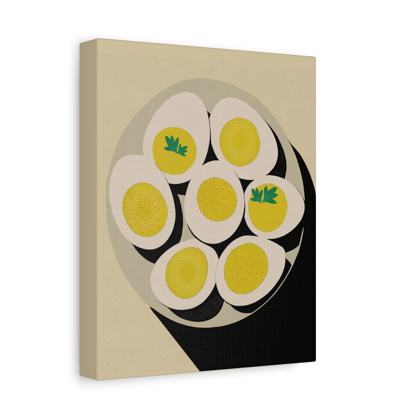 Pop Art Style Deviled Eggs Art Print - Matte Canvas, Stretched, 1.25"