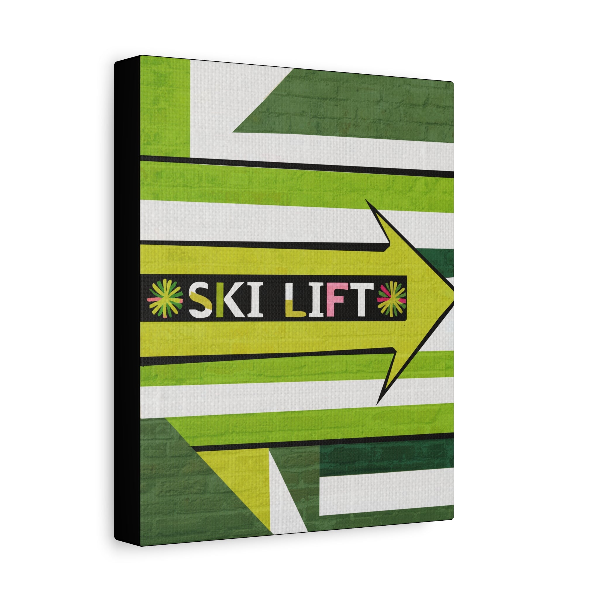 Midwest Mod Seasonal Winter Art Print Ski Lift Sign in Green - Matte Canvas, Stretched, 1.25"