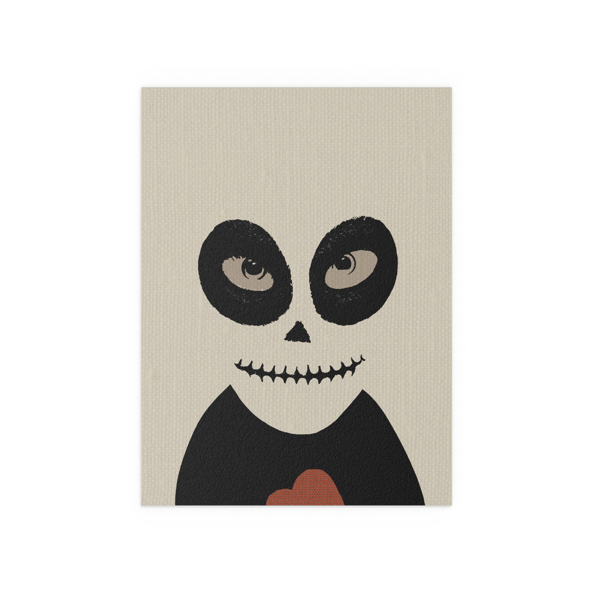 Midwest Mod Black and White Broken Hearted Skeleton Portrait Seasonal Silk Poster, Indoor and Outdoor Decor, Unique Home Decor, Seasonal Decor, Halloween, skeleton