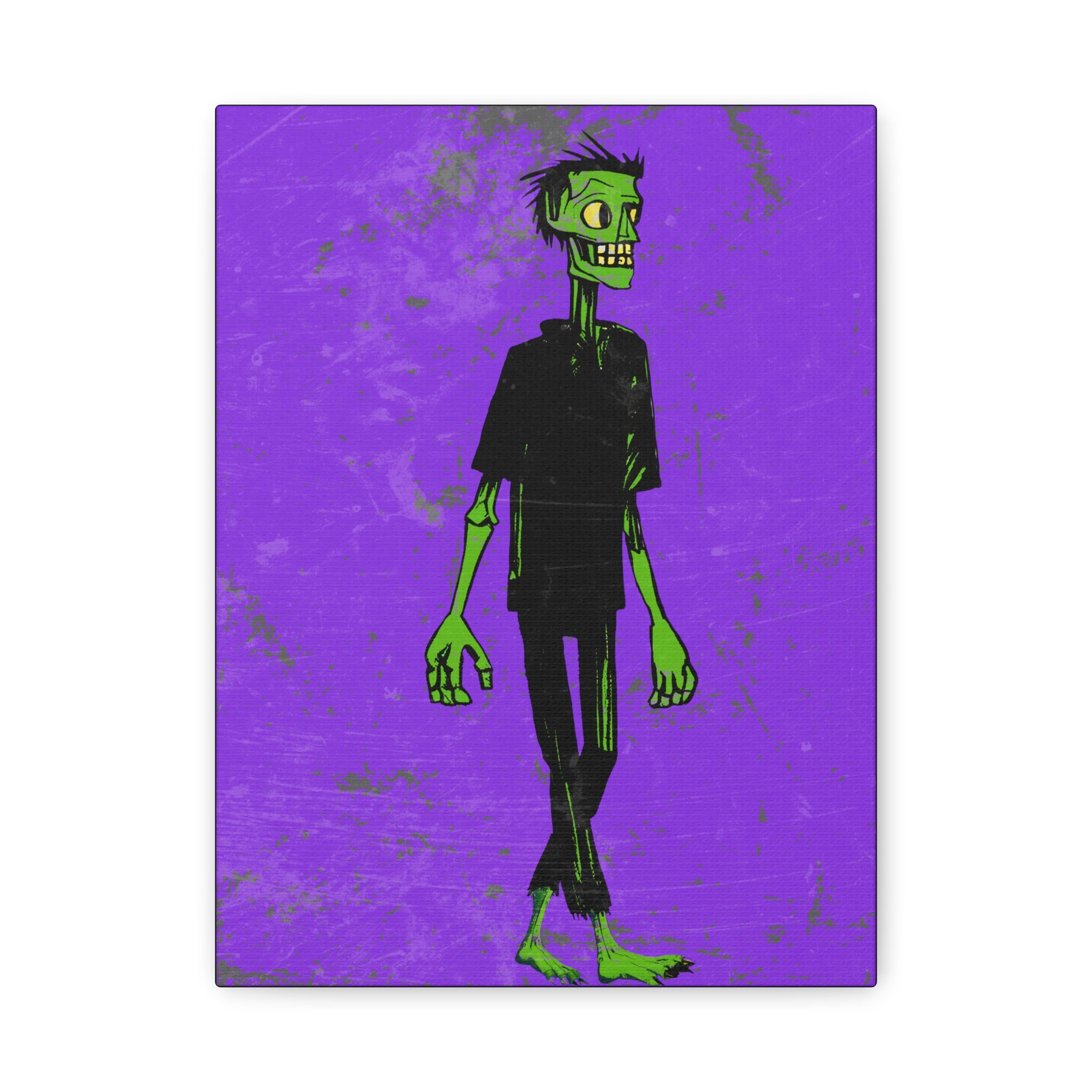 Halloween Seasonal Midwest Mod Lone Zombie Art Print  - Matte Canvas, Stretched, 1.25"