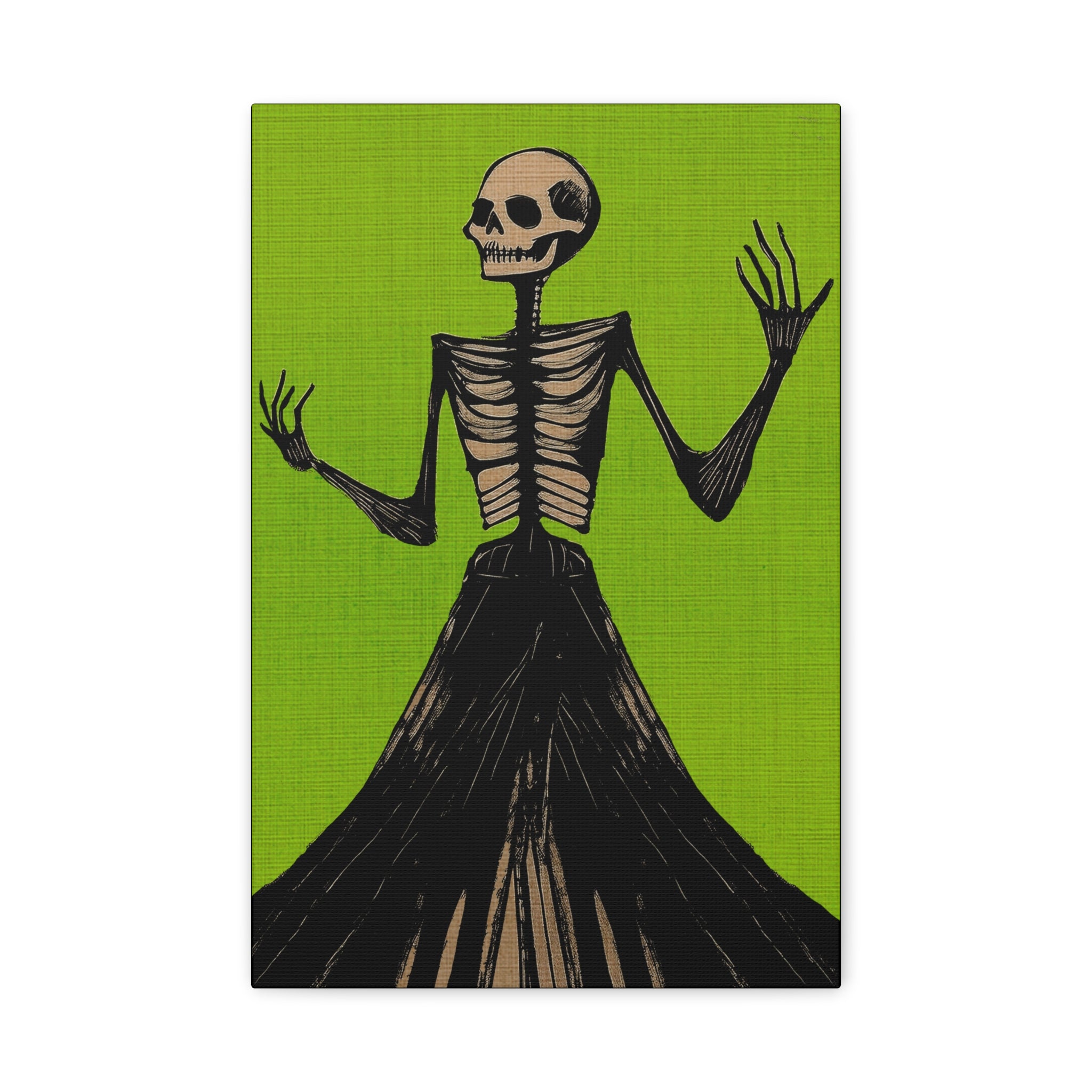 Halloween Seasonal Midwest Mod Skeleton Two Pop Art Print  - Matte Canvas, Stretched, 1.25"