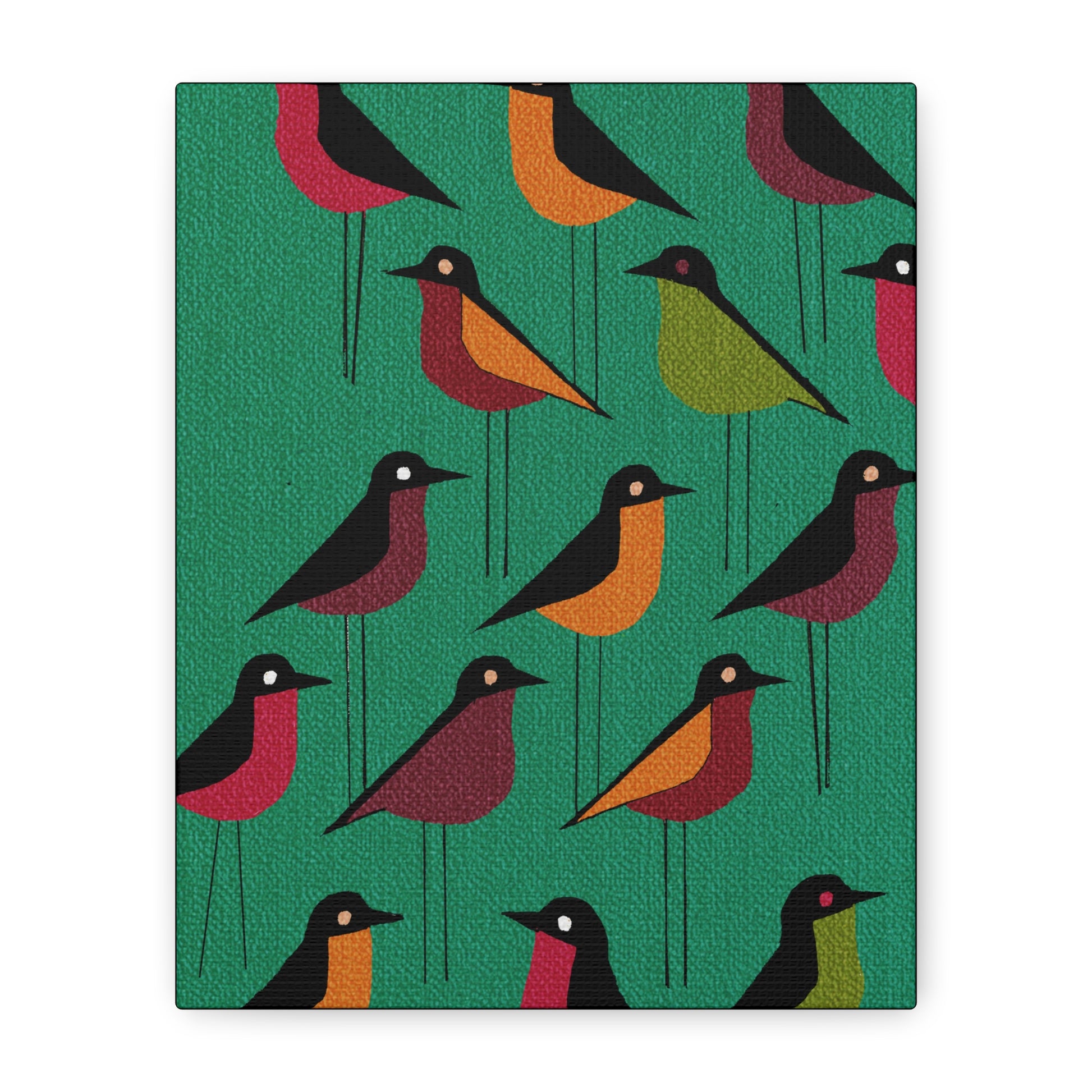 Midwest Mod Pattern of Birds Art Print - Matte Canvas, Stretched, 1.25"