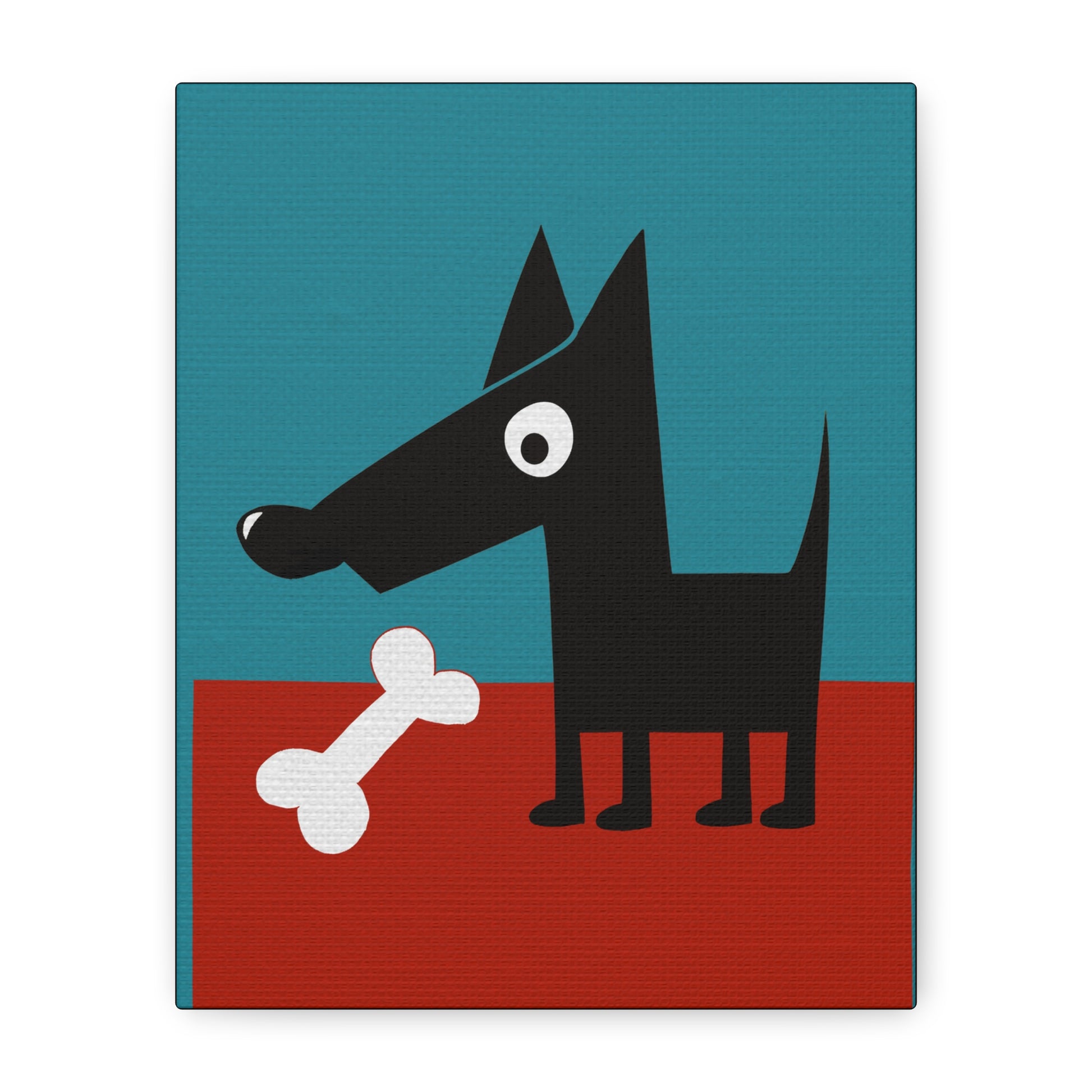 Midwest Mod Dog and Bone Art Print - Matte Canvas, Stretched, 1.25"
