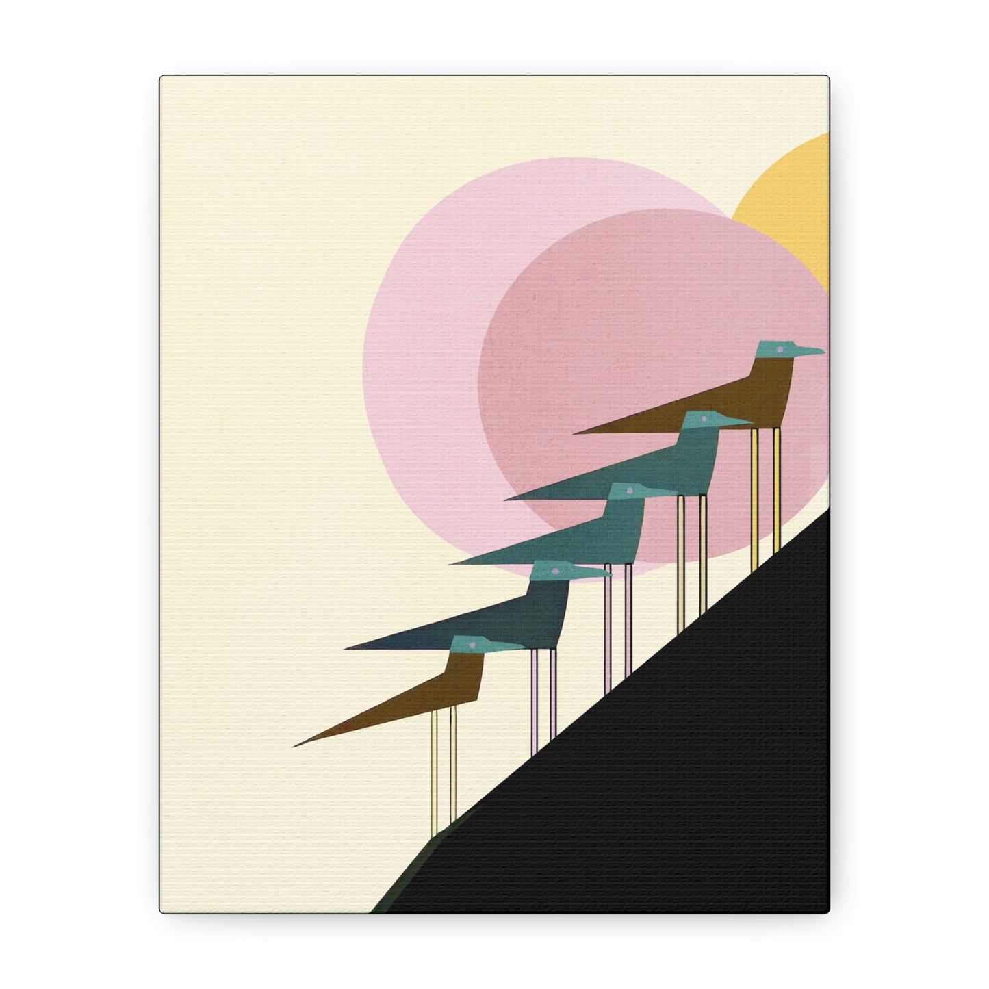Midwest Modern Retro Shore Birds Art Print - Matte Canvas, Stretched, 1.25"