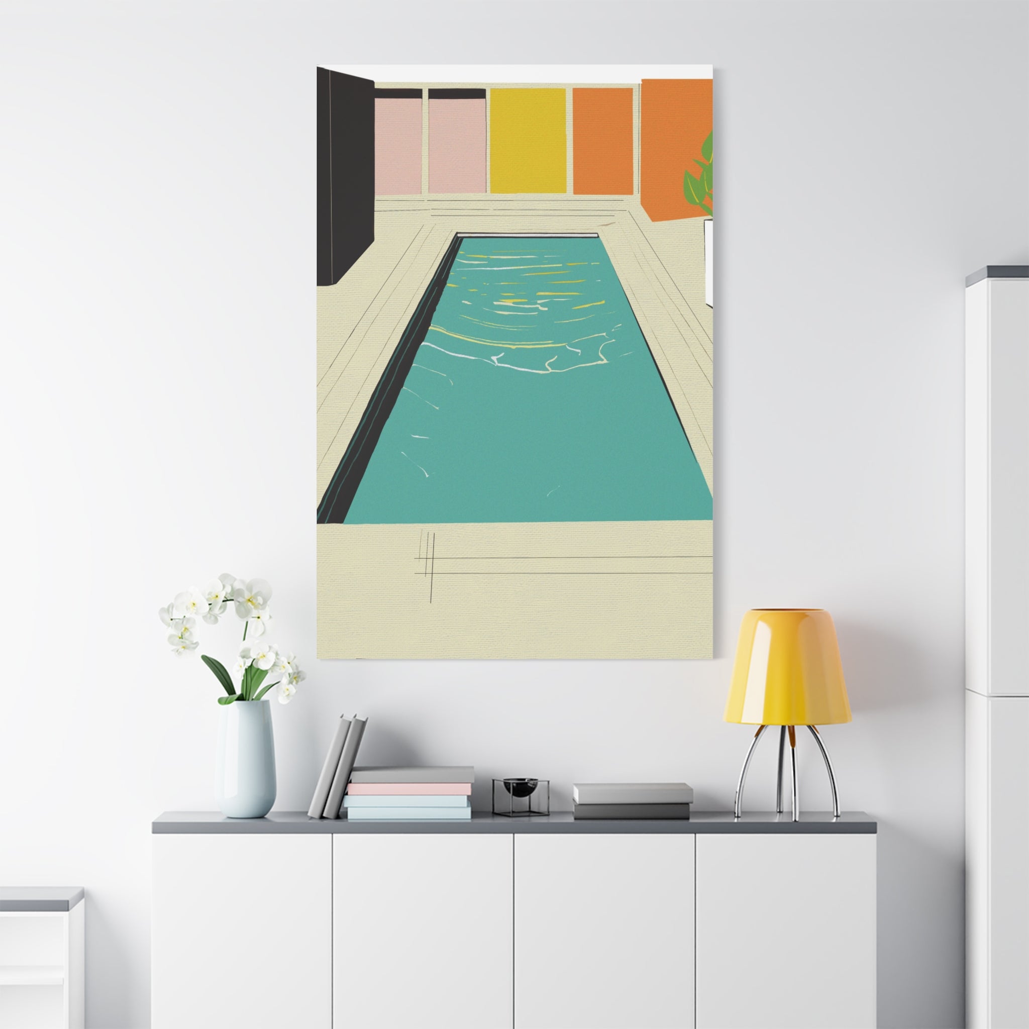 Mid Century Modern Inspired Pool Number Three - Matte Canvas, Stretched, 1.25"