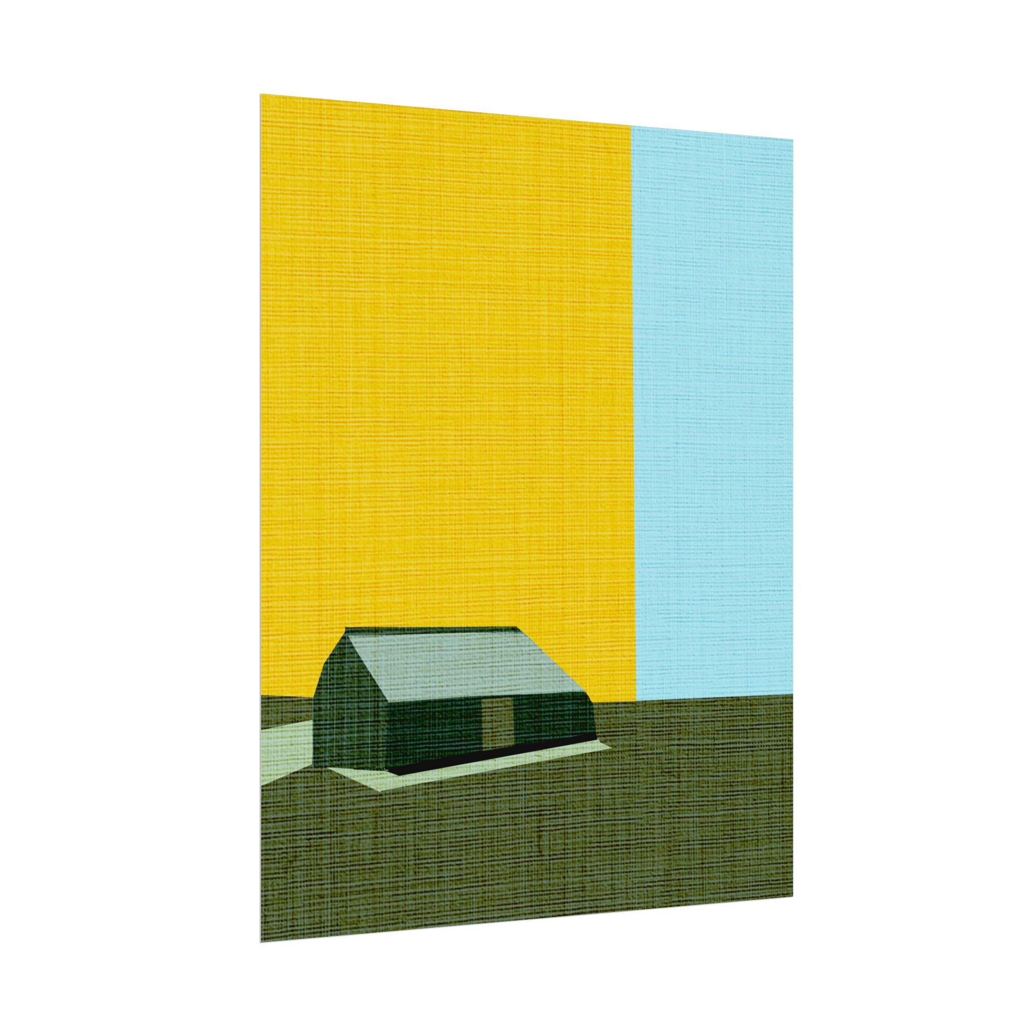 Midwest Modern Prairie Green Barn Landscape Print Rolled Poster | Wall Art, Midwest Mod, Prairie, Architecture