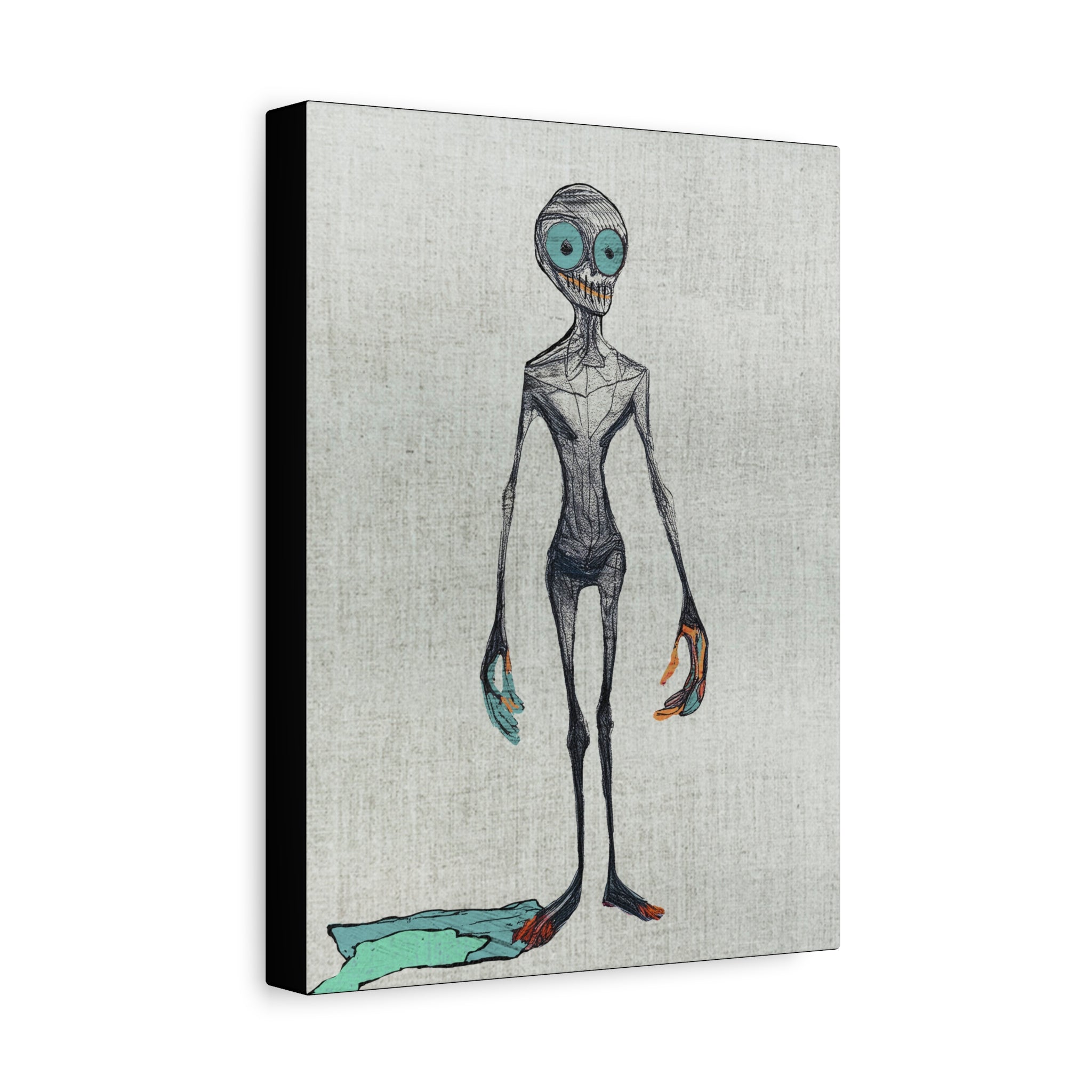Halloween Seasonal Midwest Mod Alien Zombie Ghoul Goblin Art Print  - Matte Canvas, Stretched, 1.25"