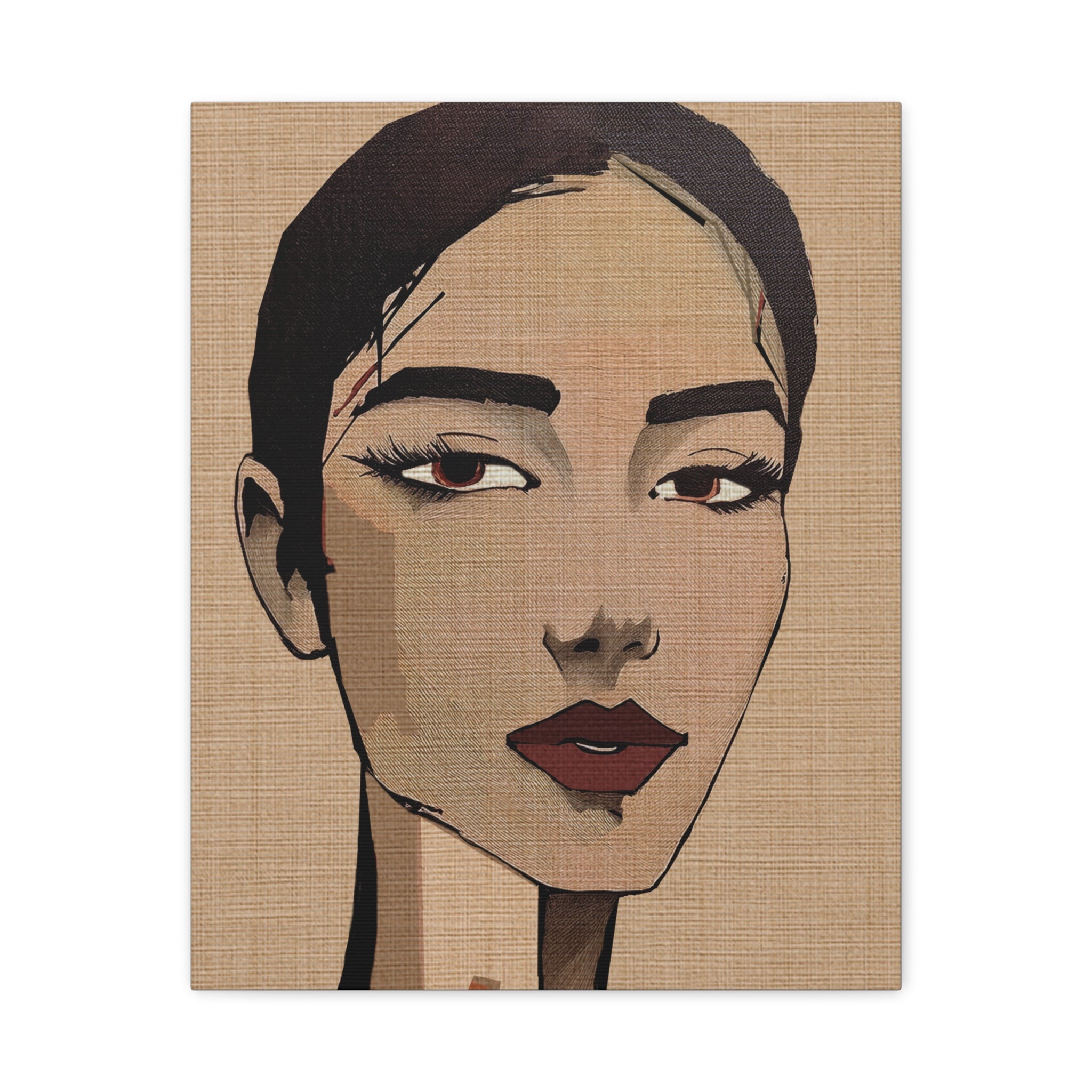 Abstract Woman Portrait Short Hair Don't Care Art Print - Matte Canvas, Stretched, 1.25"
