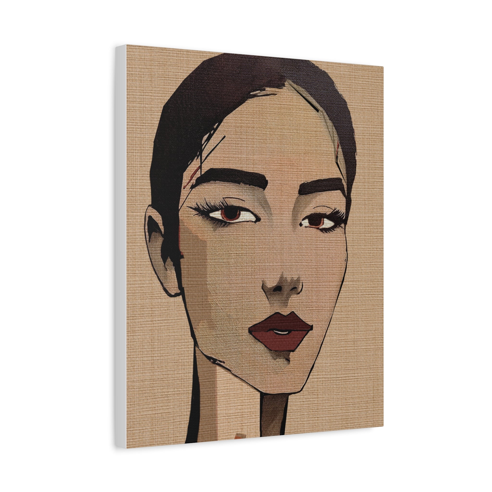 Abstract Woman Portrait Short Hair Don't Care Art Print - Matte Canvas, Stretched, 1.25"