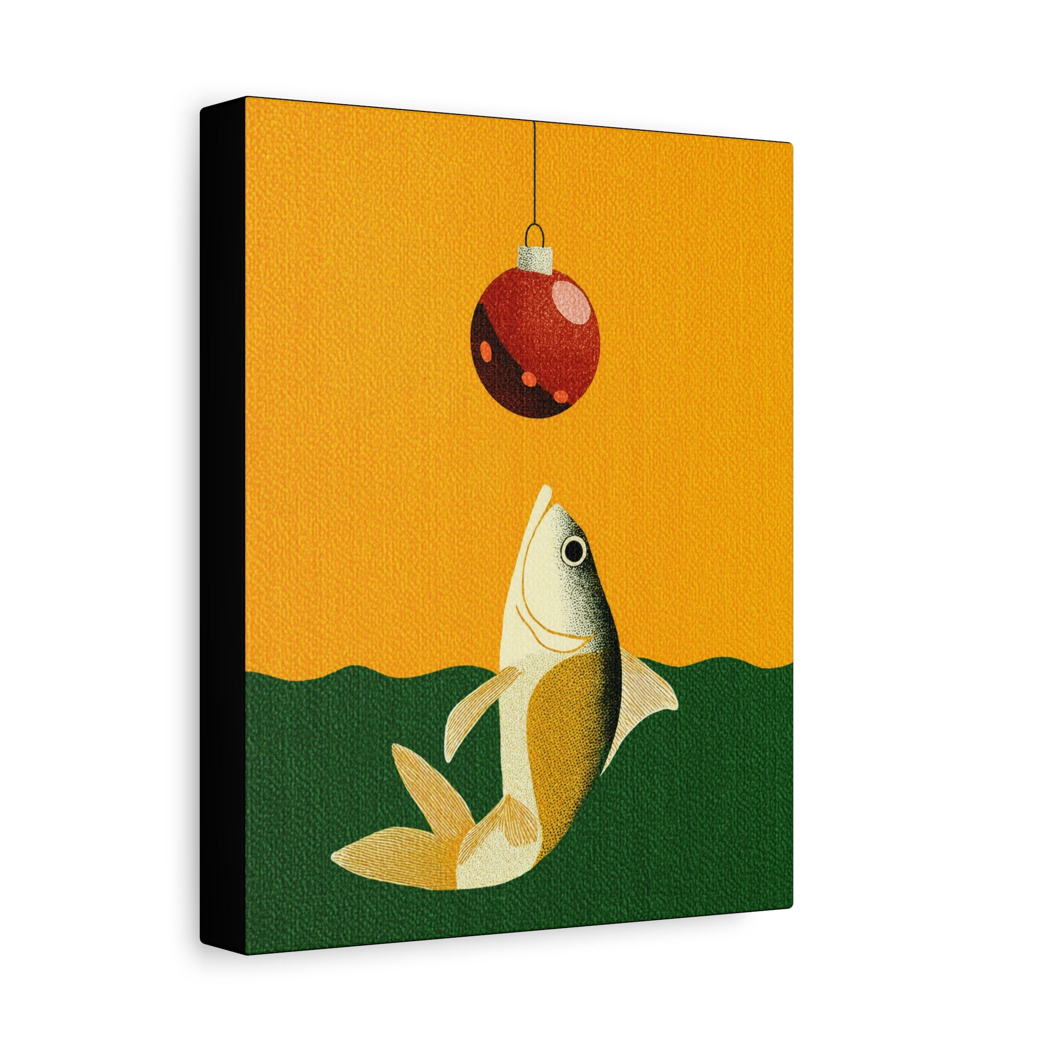 Midwest Mod Holiday Christmas Ornament Lure Fishing No. 1 Print- Matte Canvas, Stretched, 1.25", holiday decor, Christmas, fishing, lures