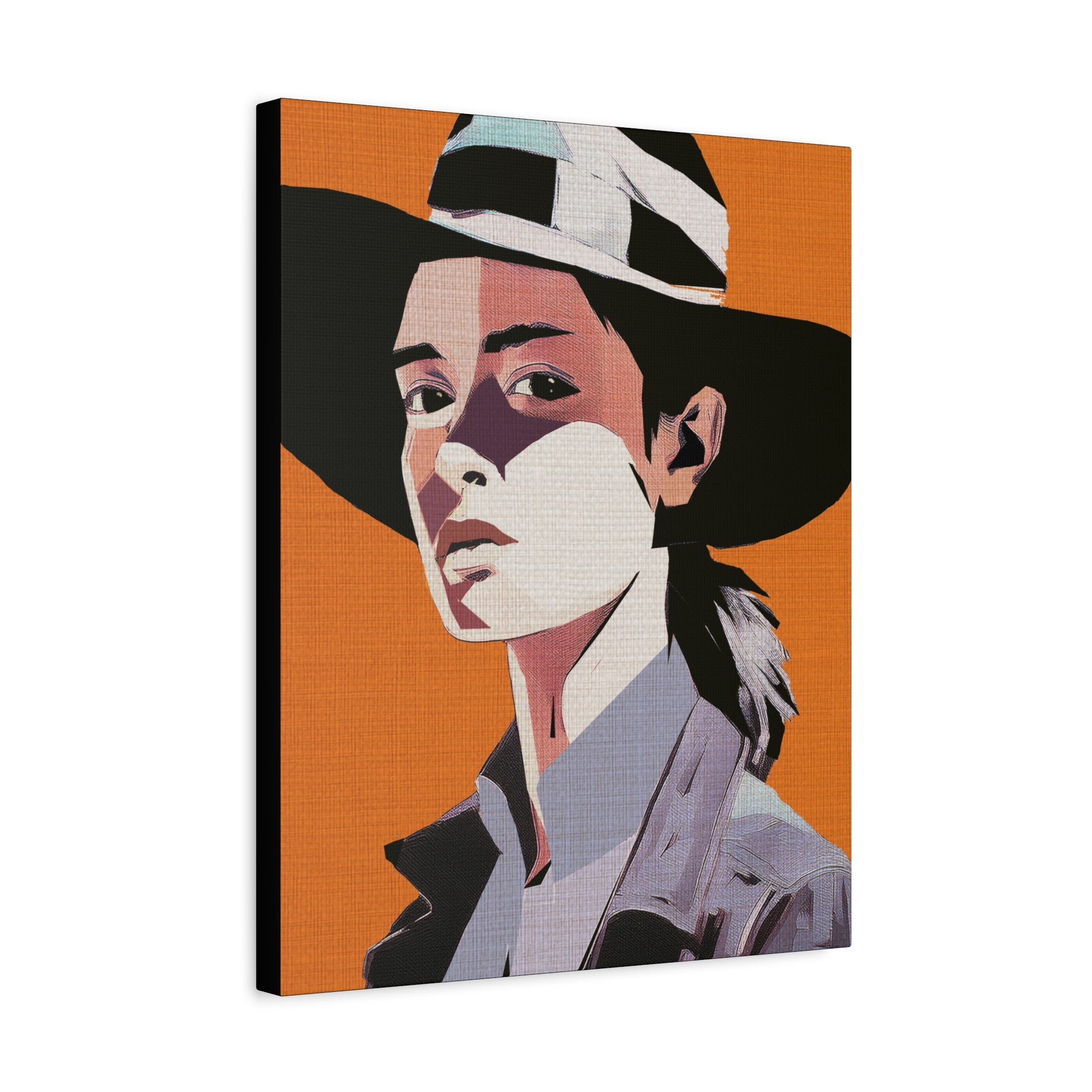 Abstract Cowgirl Portrait Collaborative Modern Art Print - Matte Canvas, Stretched, 1.25"