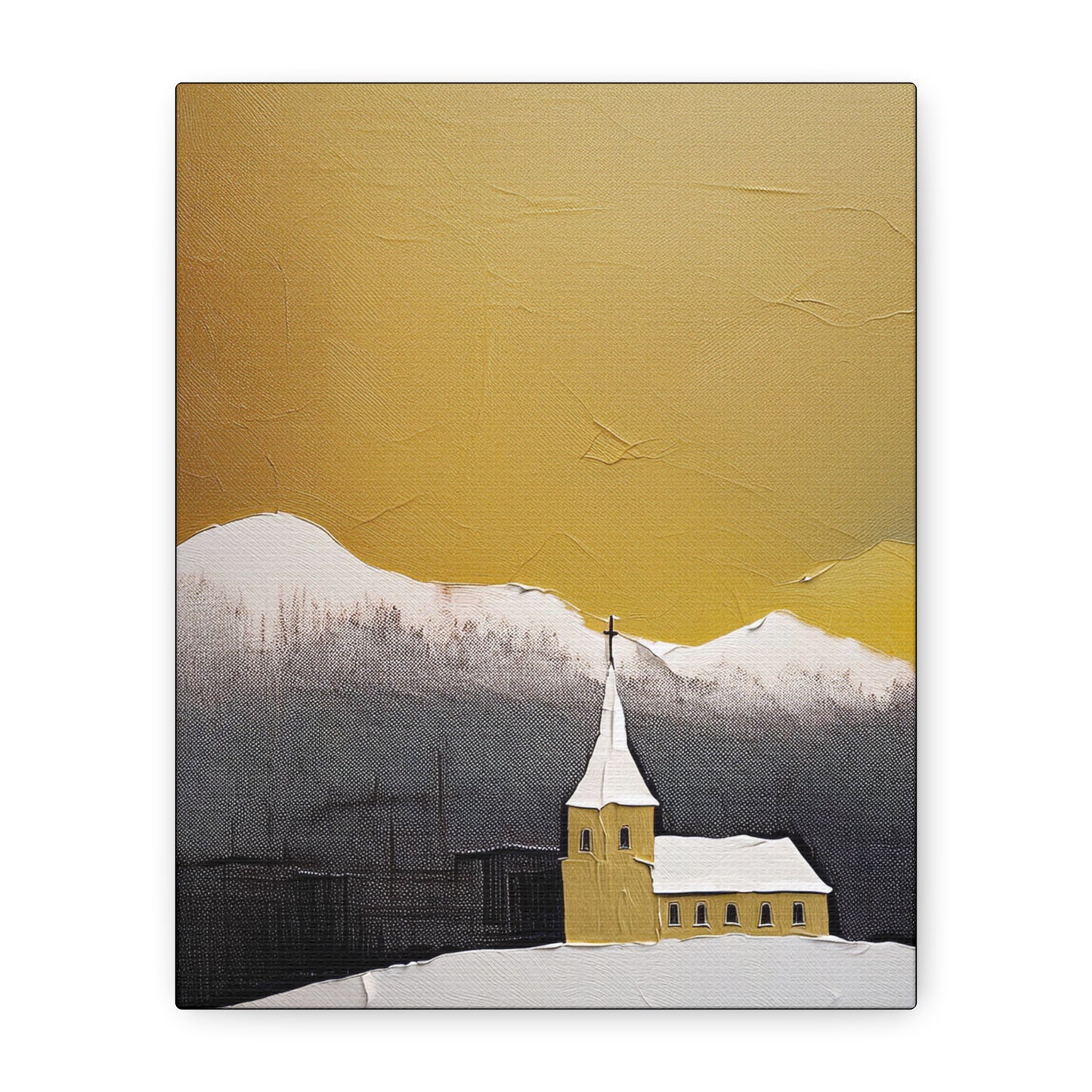 Modern Abstract Church on the Prairie No. 1 Art Print - Matte Canvas, Stretched, 1.25"