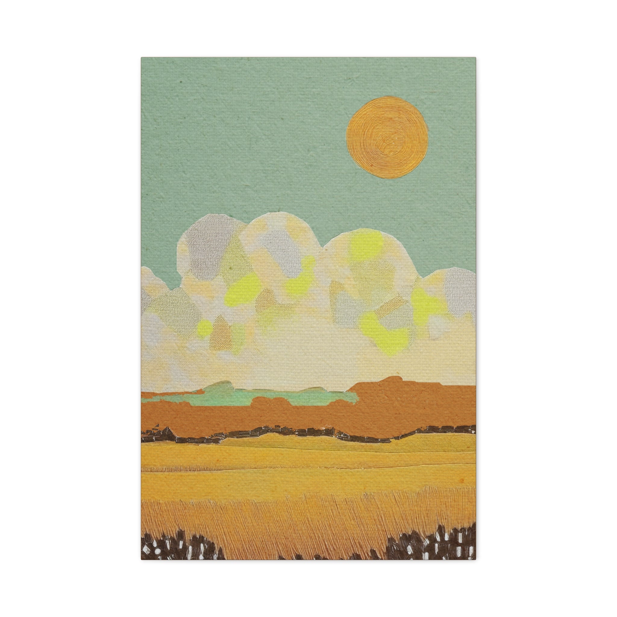 Midwest Mod Cloudy Day Landscape Art Print - Matte Canvas, Stretched, 1.25"