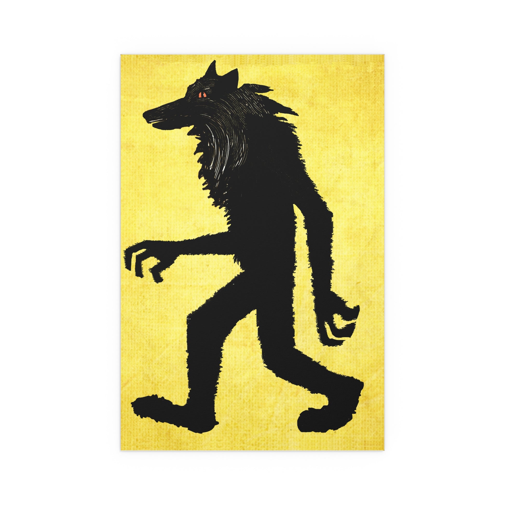 Midwest Mod Wolfman Werewolf in Yellow Seasonal Silk Poster, Indoor and Outdoor Decor, Unique Home Decor, Seasonal Decor, Halloween