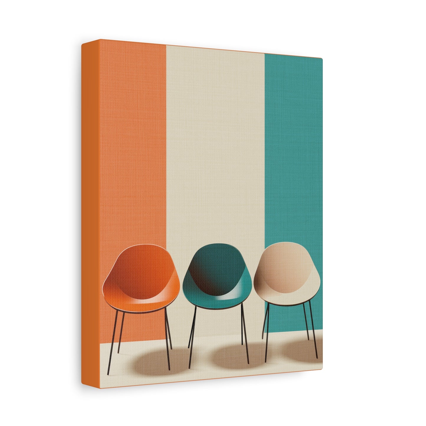 Midwest Modern Mid-Century Chair Trio Art Print - Matte Canvas, Stretched, 1.25"