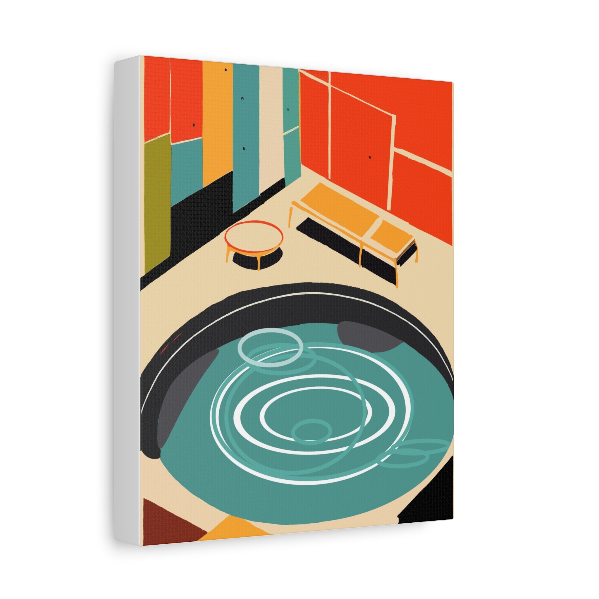 Mid Century Modern Inspired Pool Number Two - Matte Canvas, Stretched, 1.25"