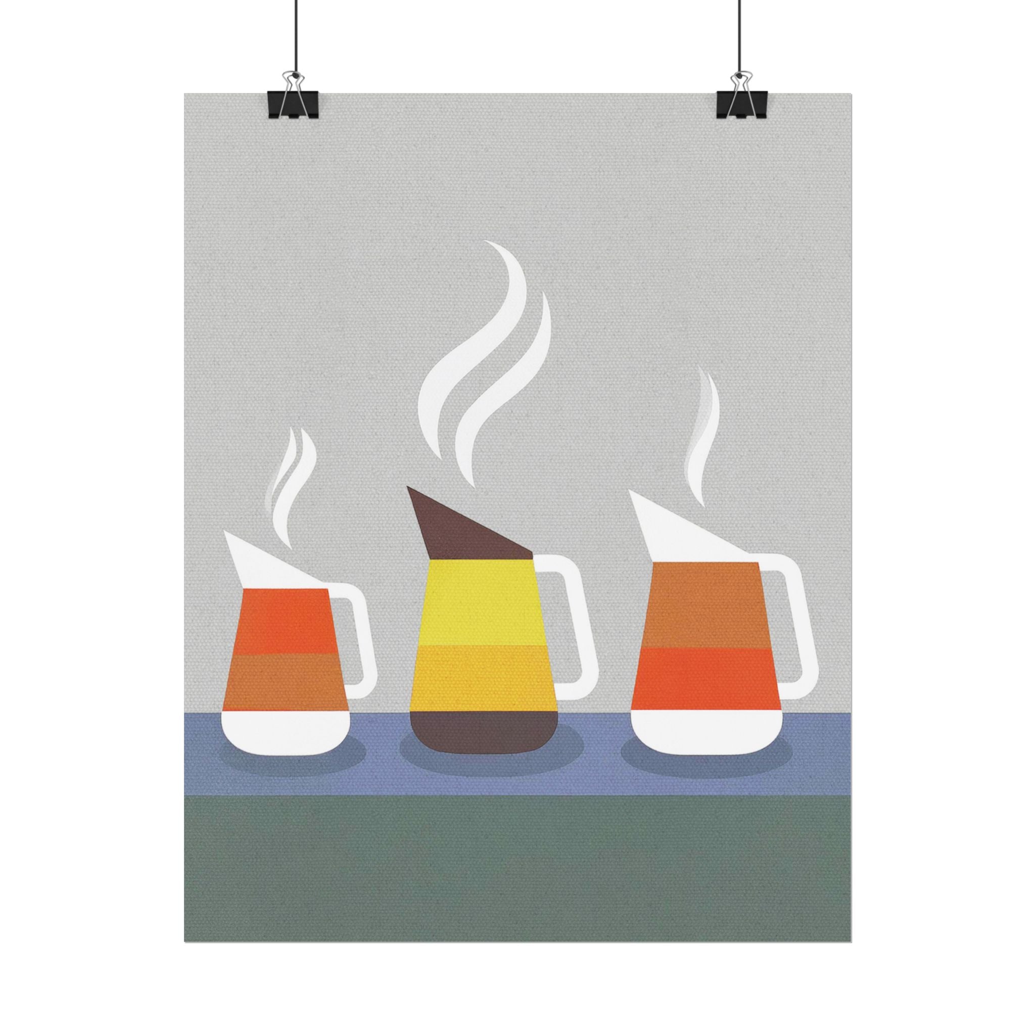 Danish Modern Inspired Coffee Pot Art Print Rolled Poster | Wall Art, Midwest Mod, Danish Modern, Coffee, Coffee Pot