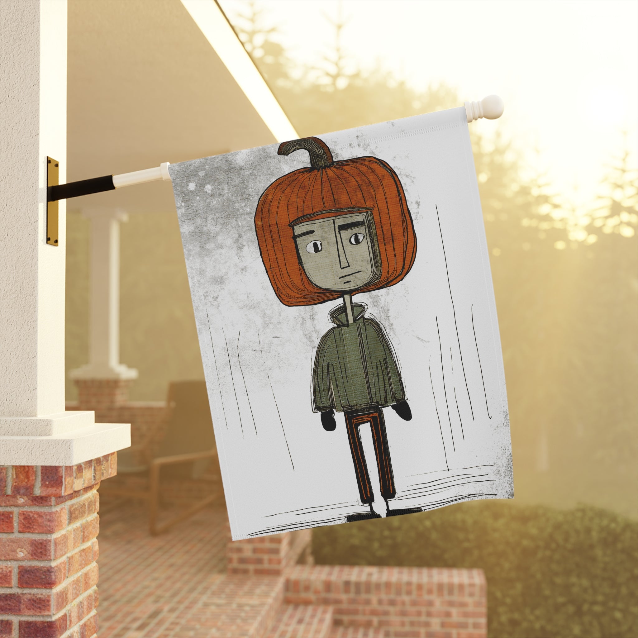 Halloween Seasonal Midwest Mod Pumpkin Boy No. 3 Art Whimsical Yard Decoration, Unique Home & Garden Decor, Outdoor Signs, Fun Garden Art