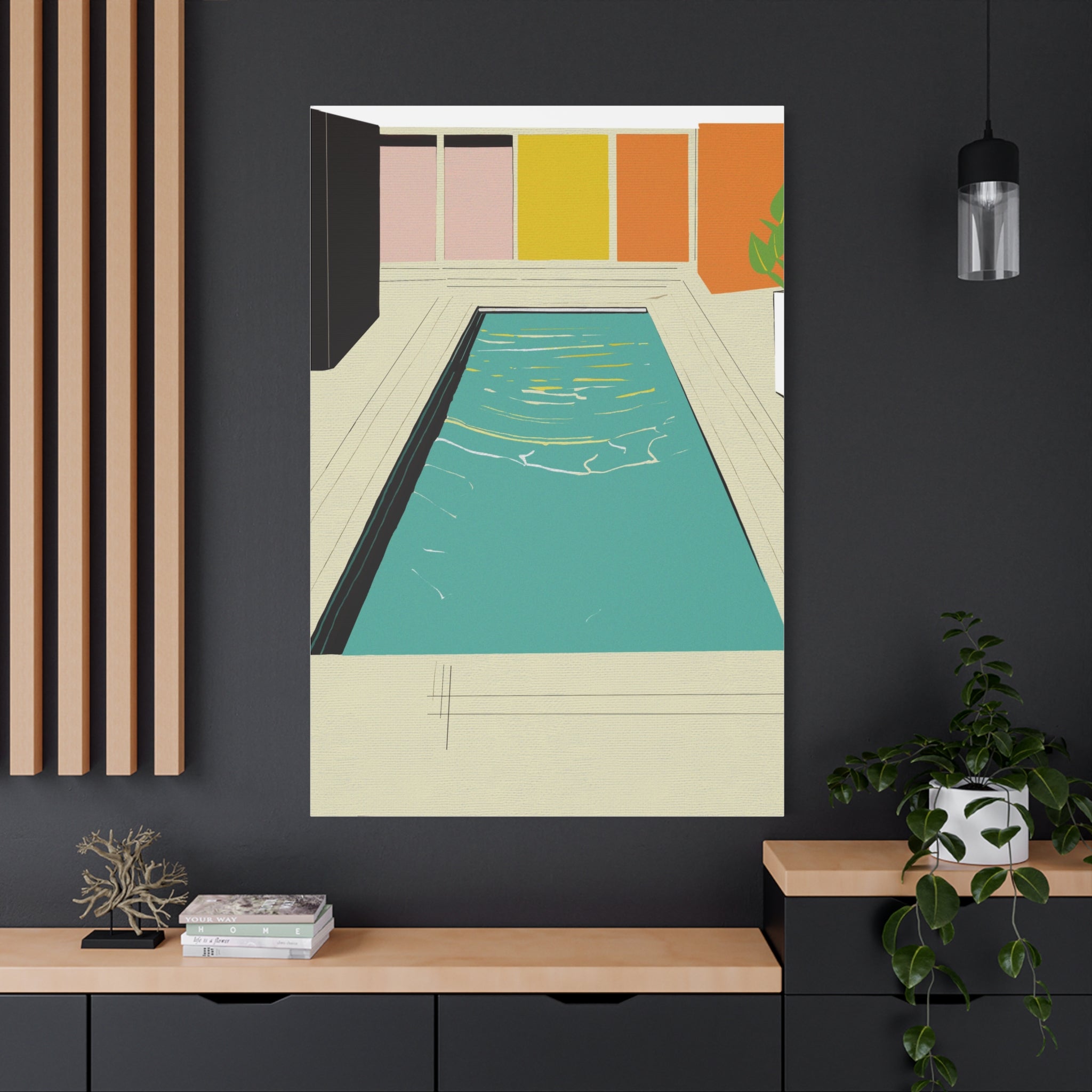 Mid Century Modern Inspired Pool Number Three - Matte Canvas, Stretched, 1.25"