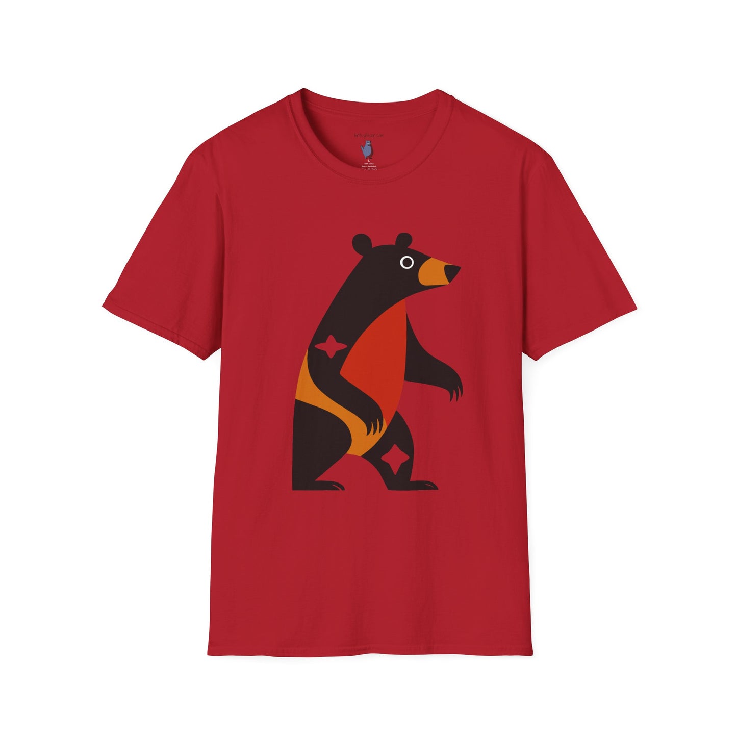 Mod Diamond Black Bear Graphic Art Tee - 100% Cotton T-Shirt