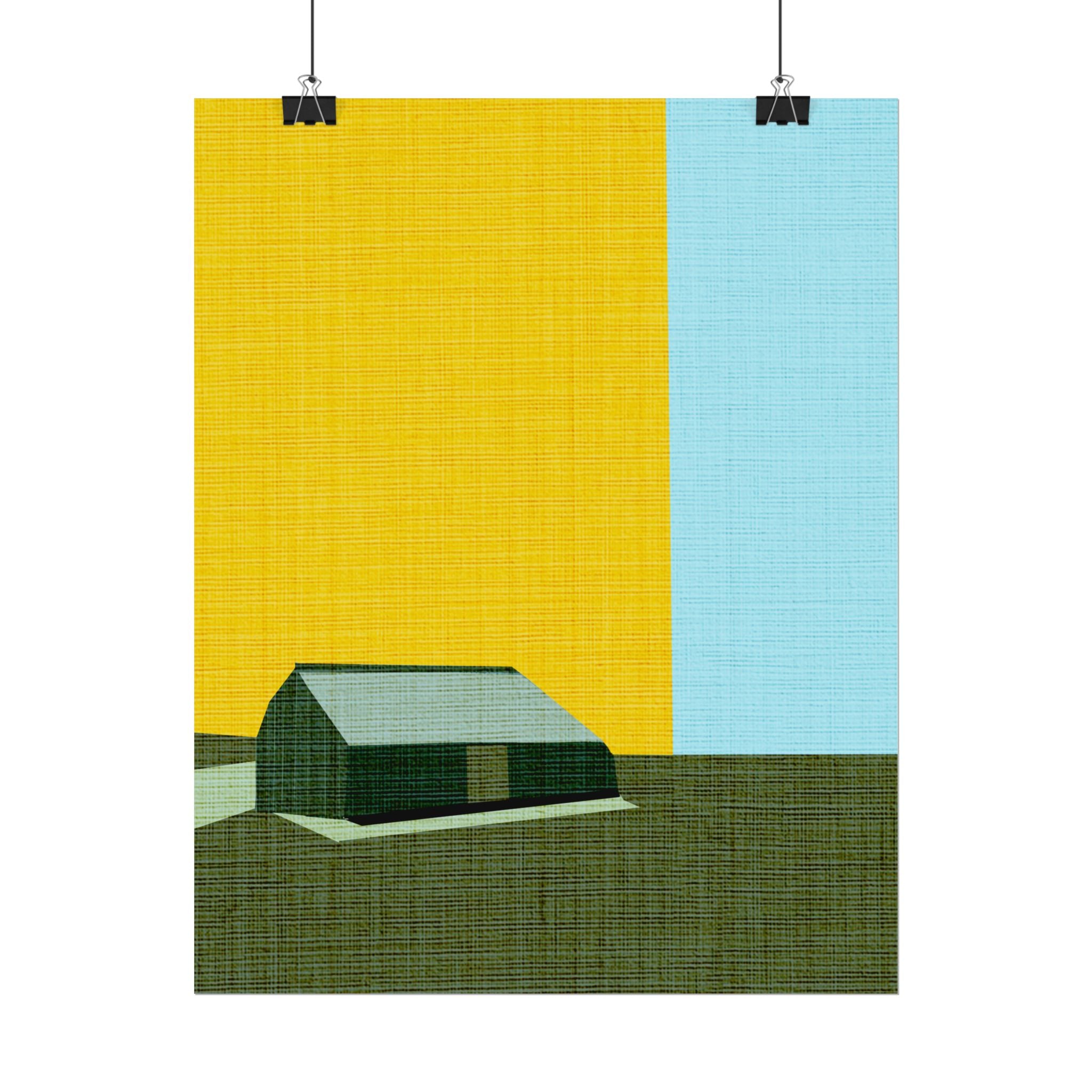 Midwest Modern Prairie Green Barn Landscape Print Rolled Poster | Wall Art, Midwest Mod, Prairie, Architecture