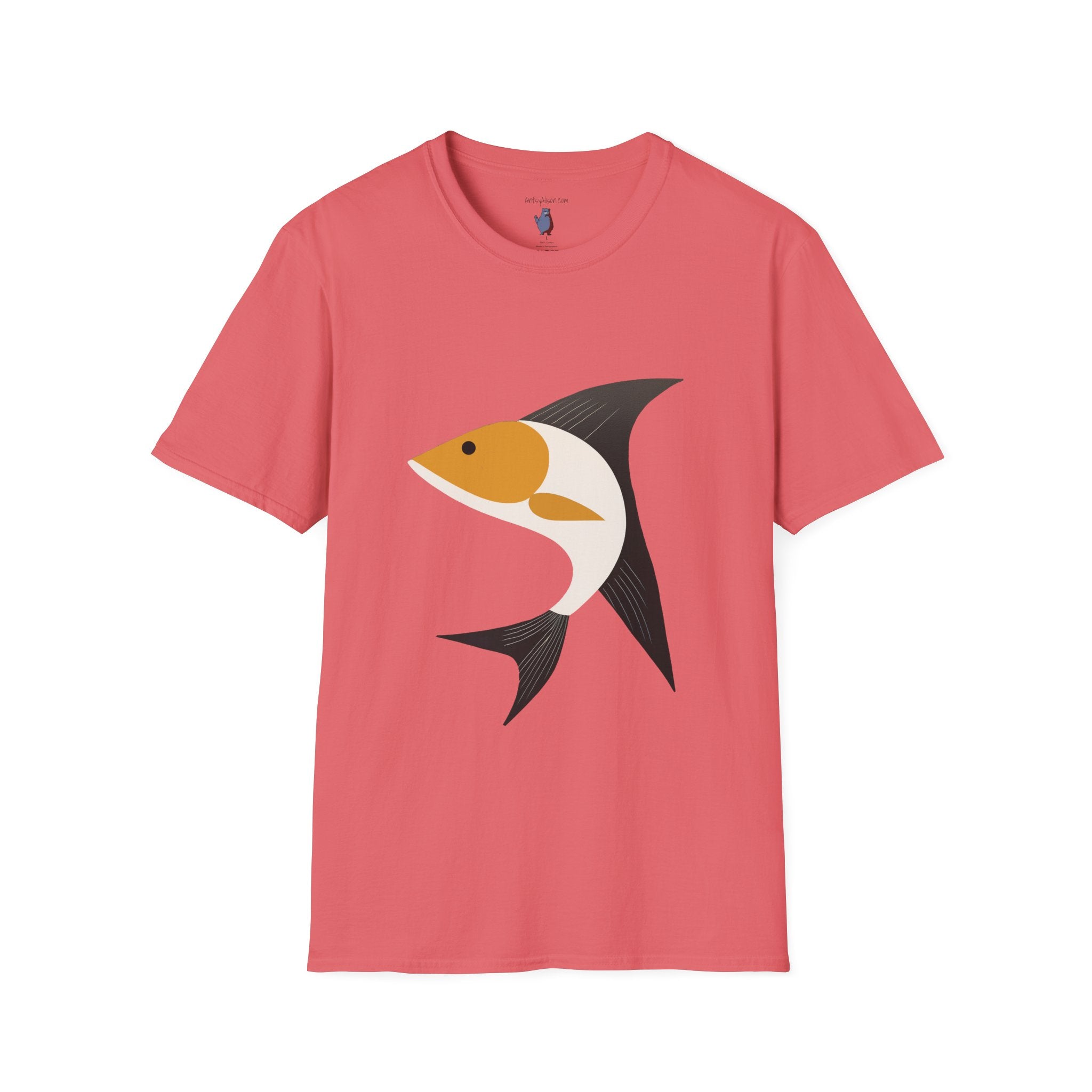 Bold Leaping Fish Graphic Art Tee - 100% Cotton T-Shirt