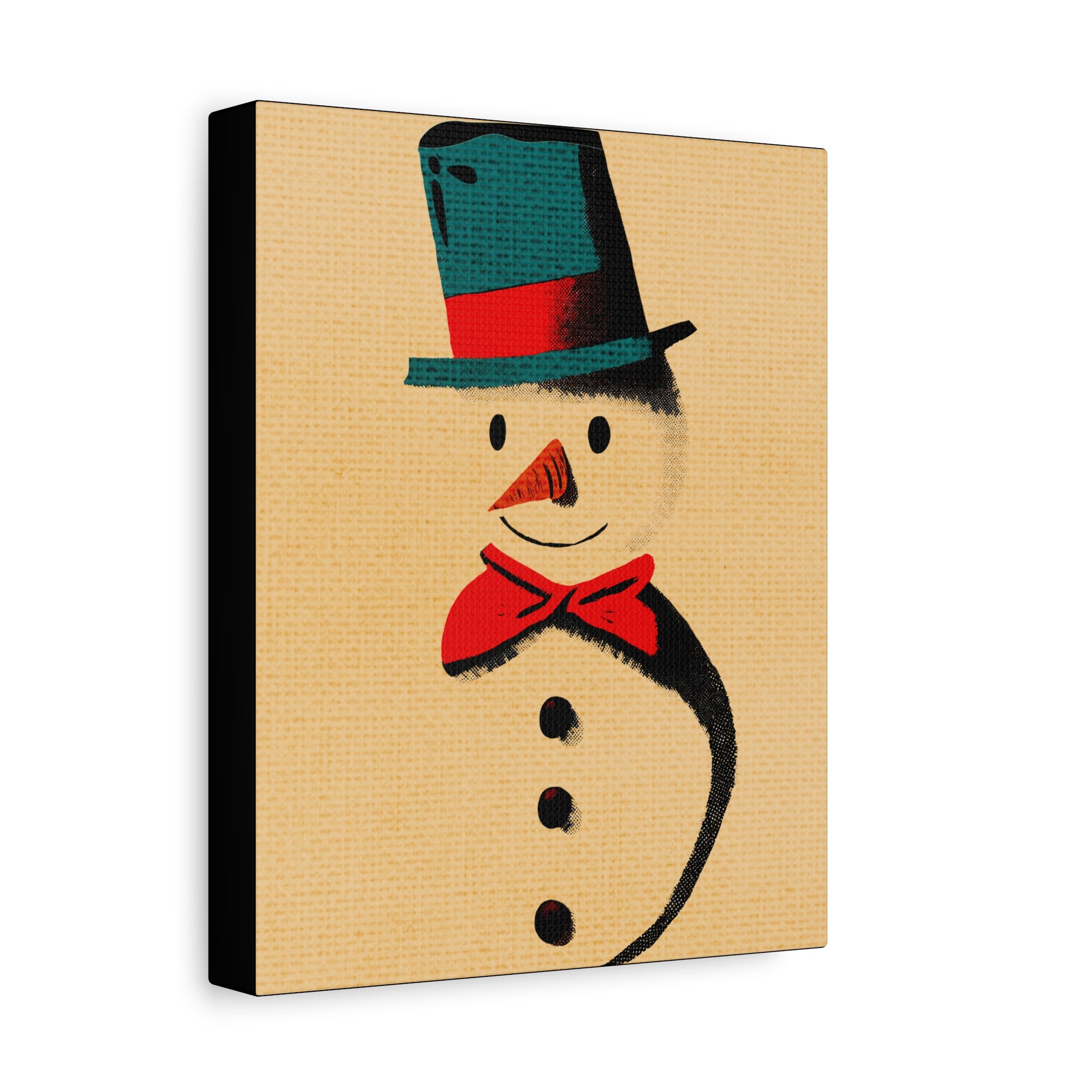 Midwest Mod Holiday Christmas Retro Inspired Snowman Print- Matte Canvas, Stretched, 1.25", holiday decor, Christmas, snowman