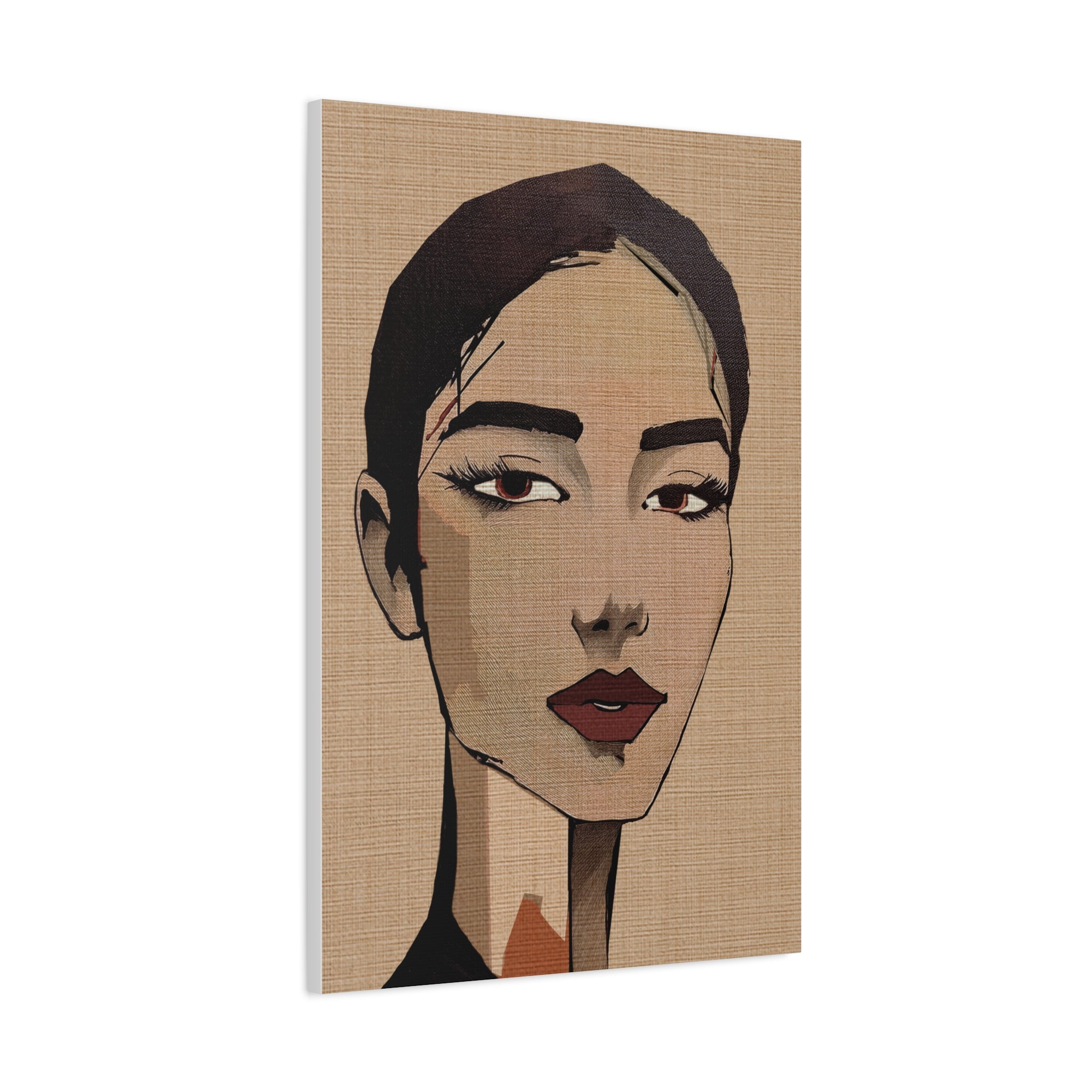 Abstract Woman Portrait Short Hair Don't Care Art Print - Matte Canvas, Stretched, 1.25"