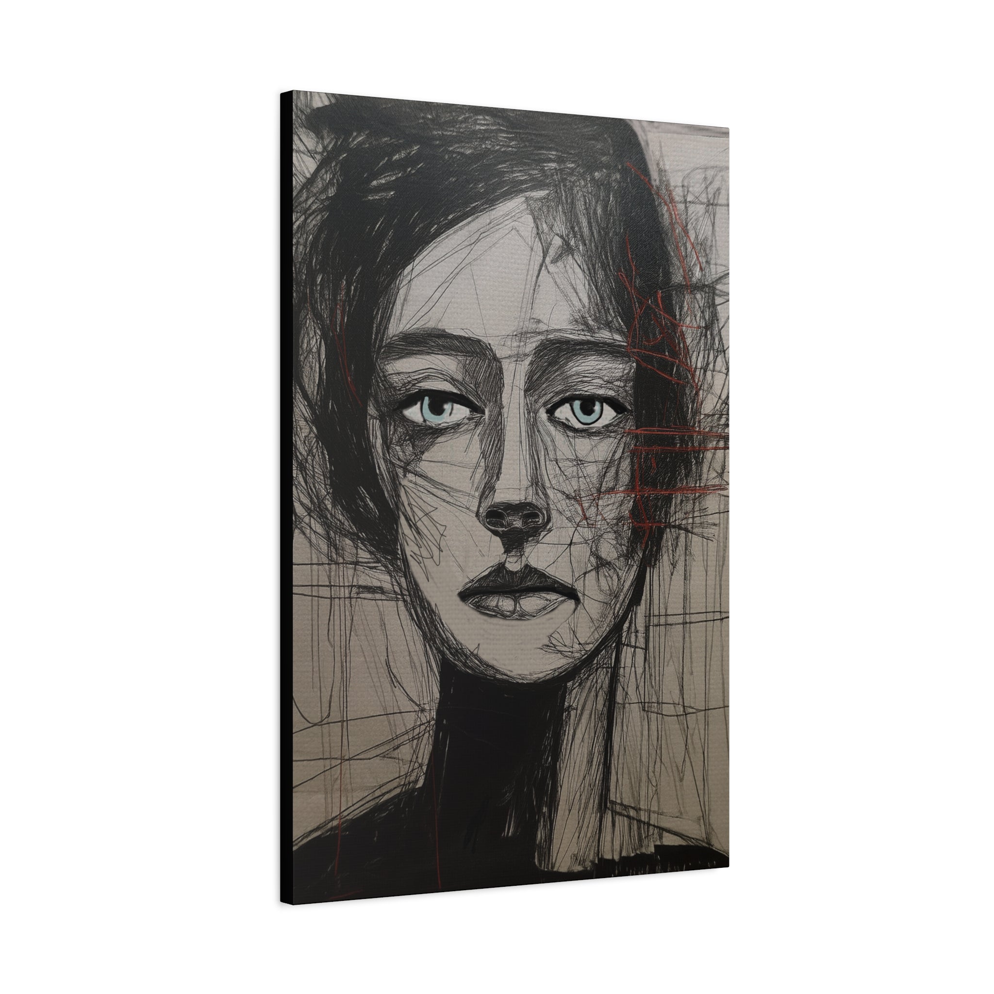 Abstract Woman Portrait Collaborative Modern Art Print Number Two- Matte Canvas, Stretched, 1.25"
