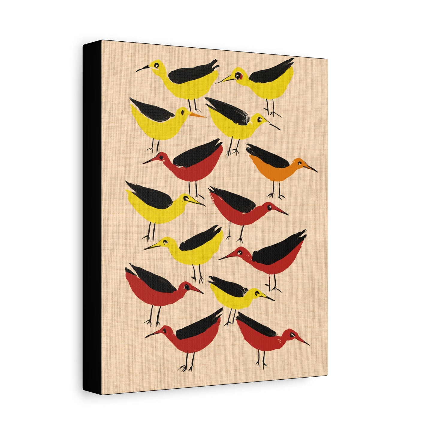 Midwest Modern Retro Bird Cluster Art Print - Matte Canvas, Stretched, 1.25"