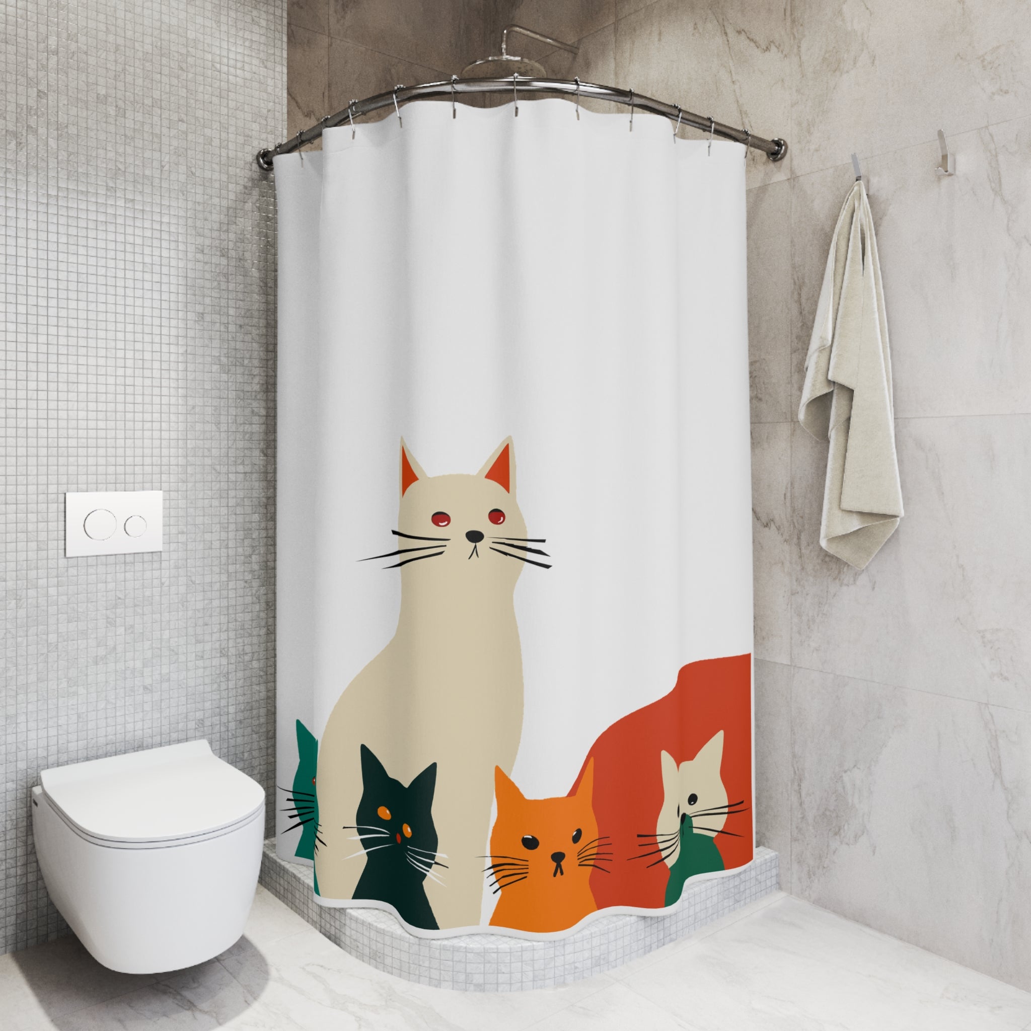 Modern Graphic Cats Cats Cats Shower Curtain