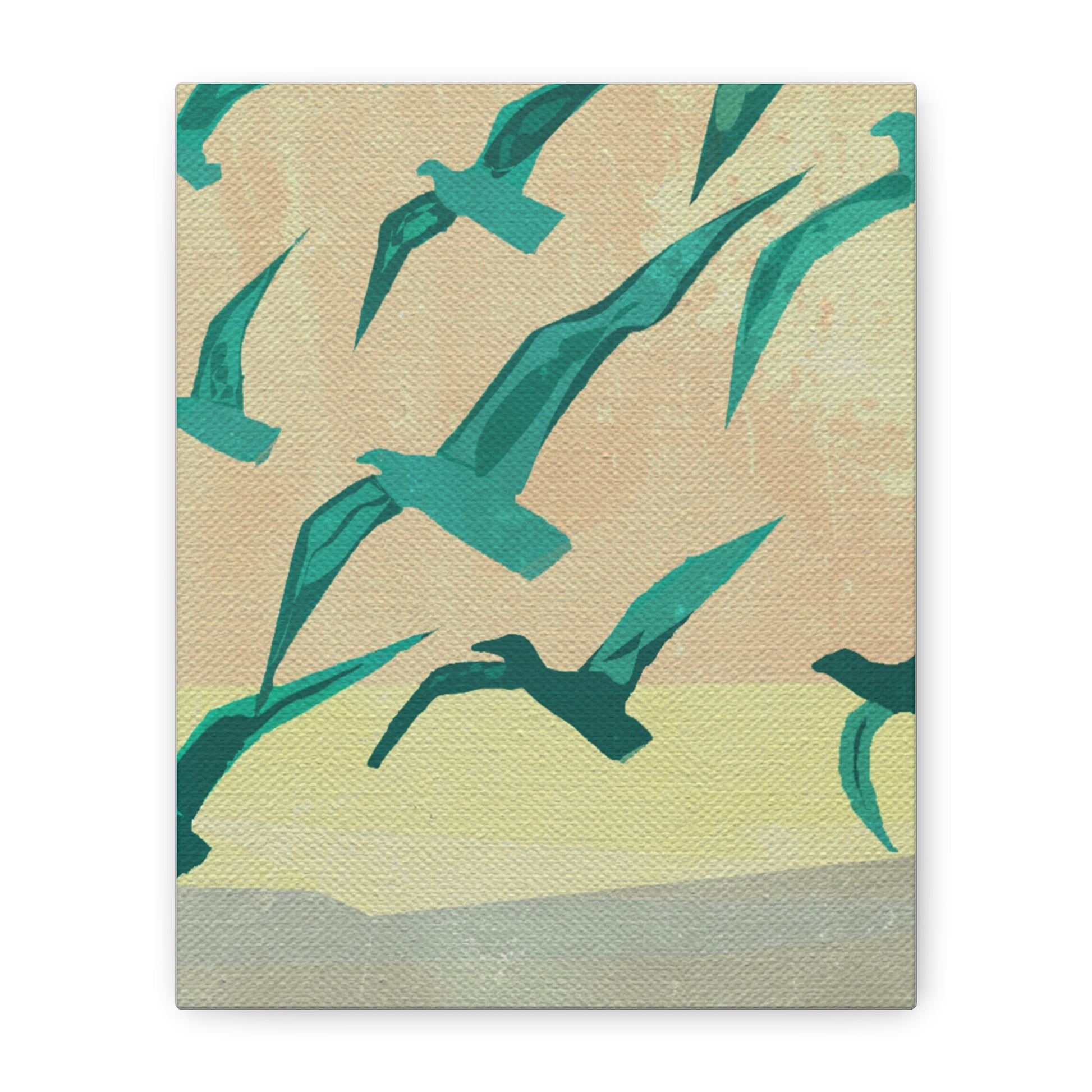 Midwest Mod Retro Seagull Art Print - Matte Canvas, Stretched, 1.25"f