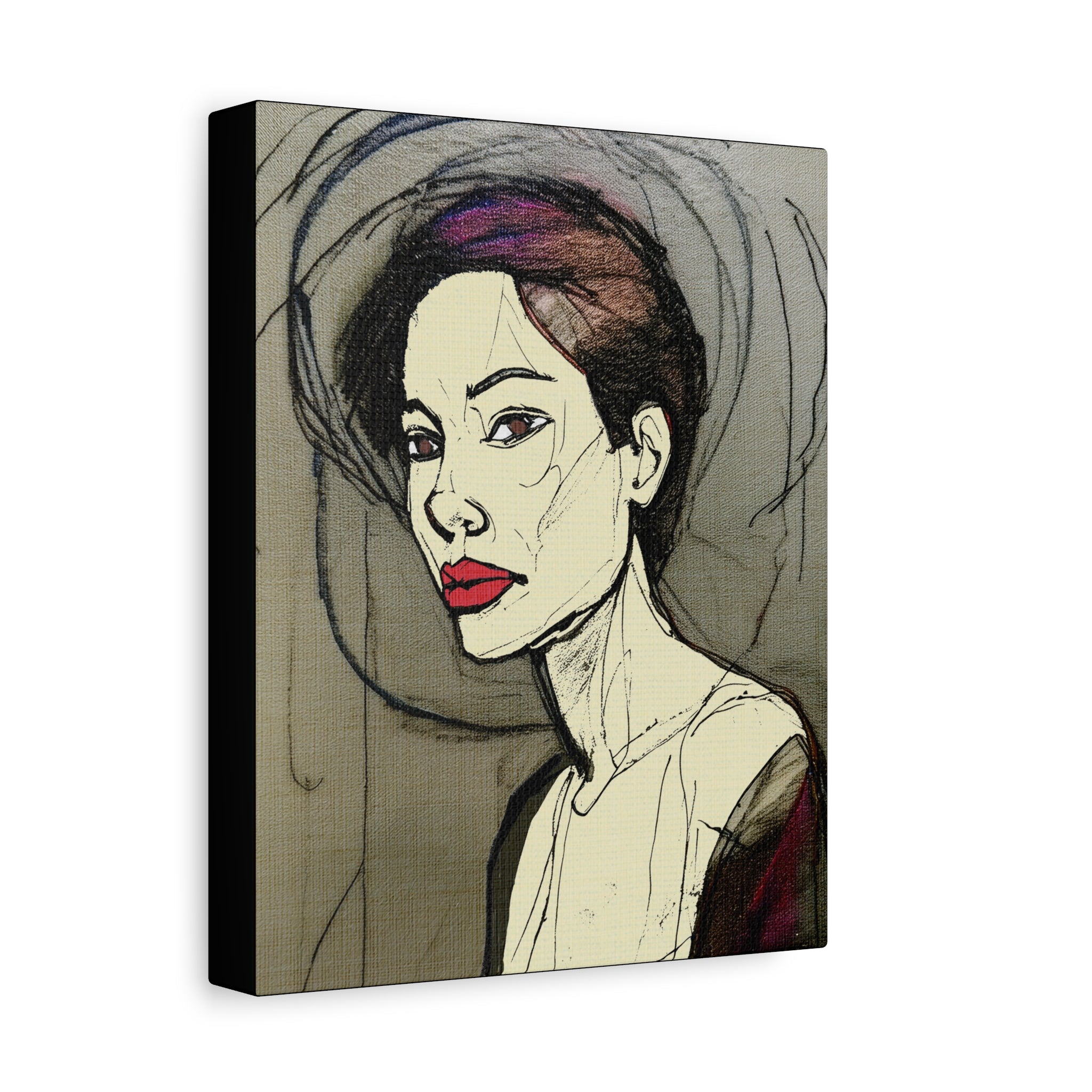 Abstract Woman Portrait Collaborative Modern Art Print Number One - Matte Canvas, Stretched, 1.25"