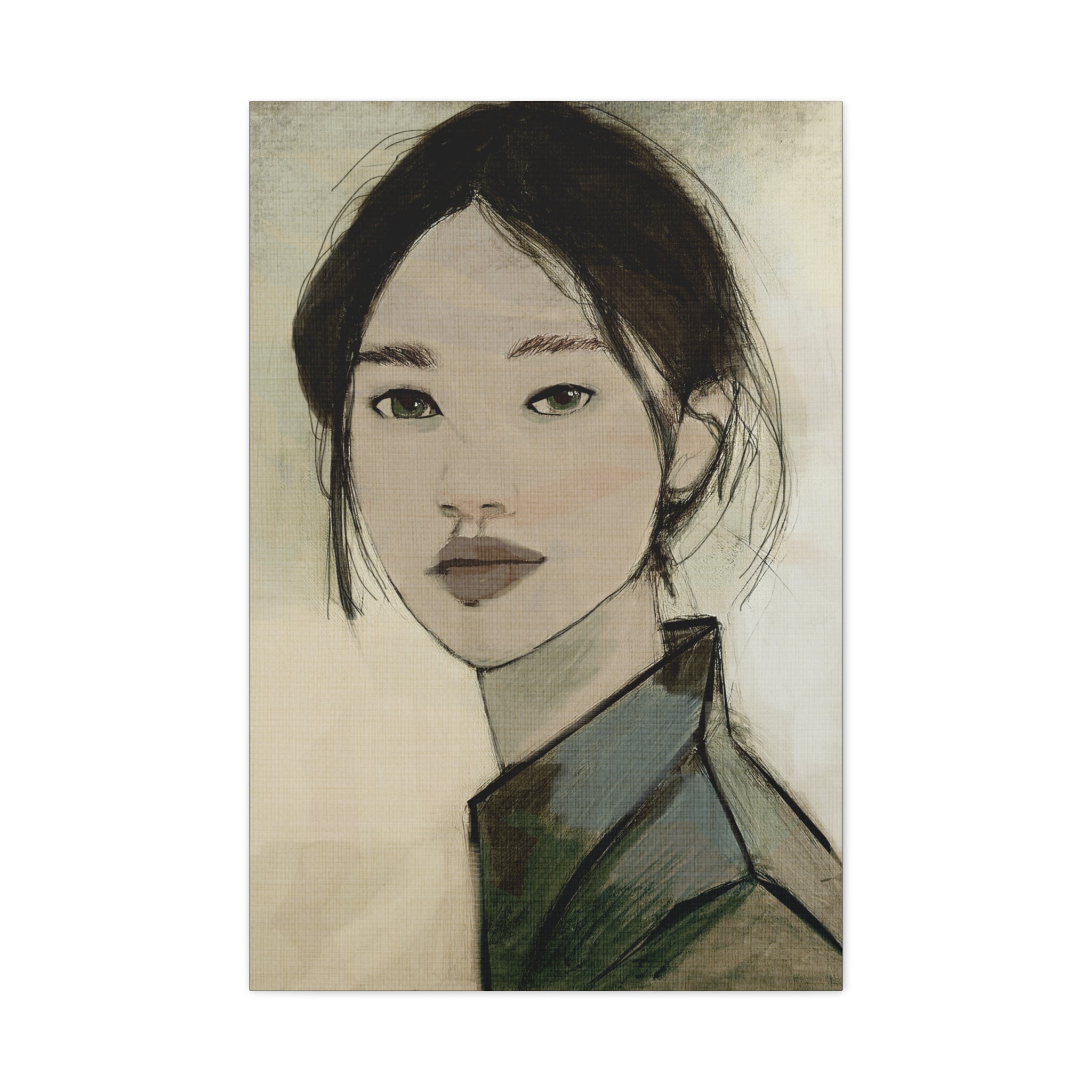 Abstract Woman Portrait Collaborative Modern Art Print Number Three- Matte Canvas, Stretched, 1.25"