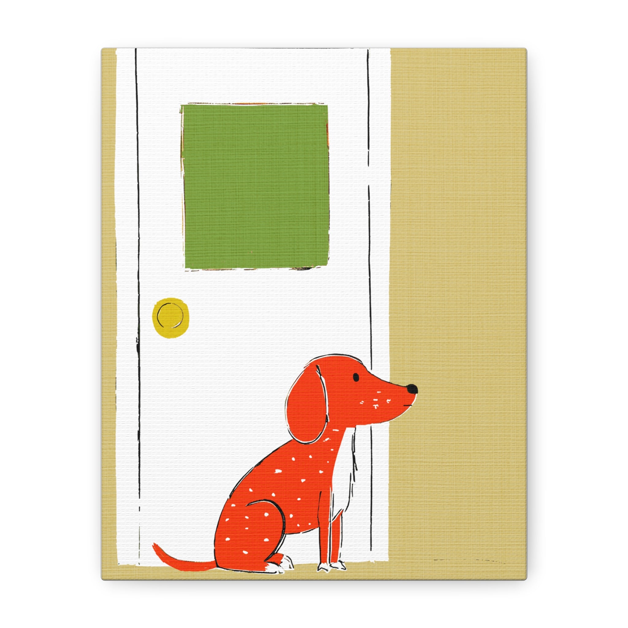 Midwest Mod Dog at Door Nursery Kids Art Print - Matte Canvas, Stretched, 1.25"