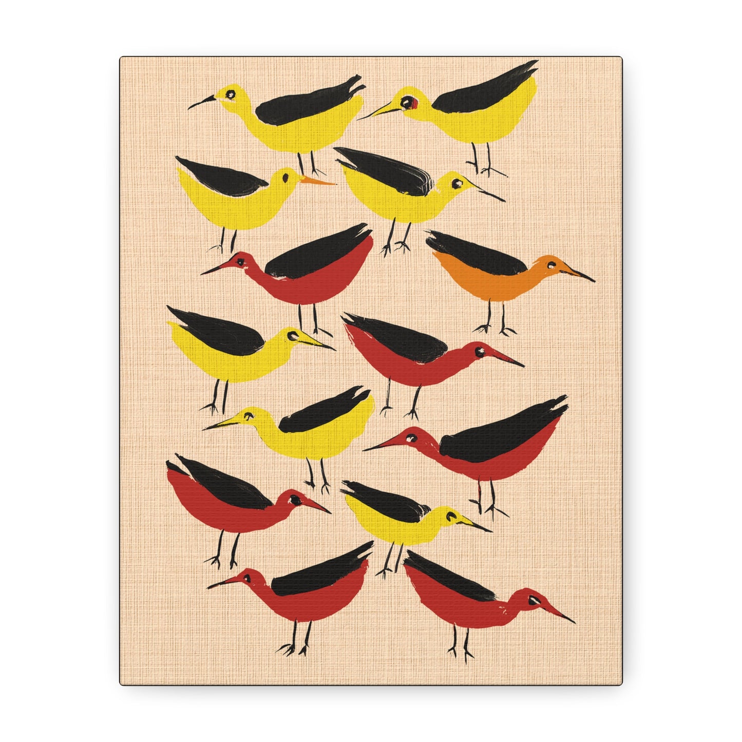 Midwest Modern Retro Bird Cluster Art Print - Matte Canvas, Stretched, 1.25"