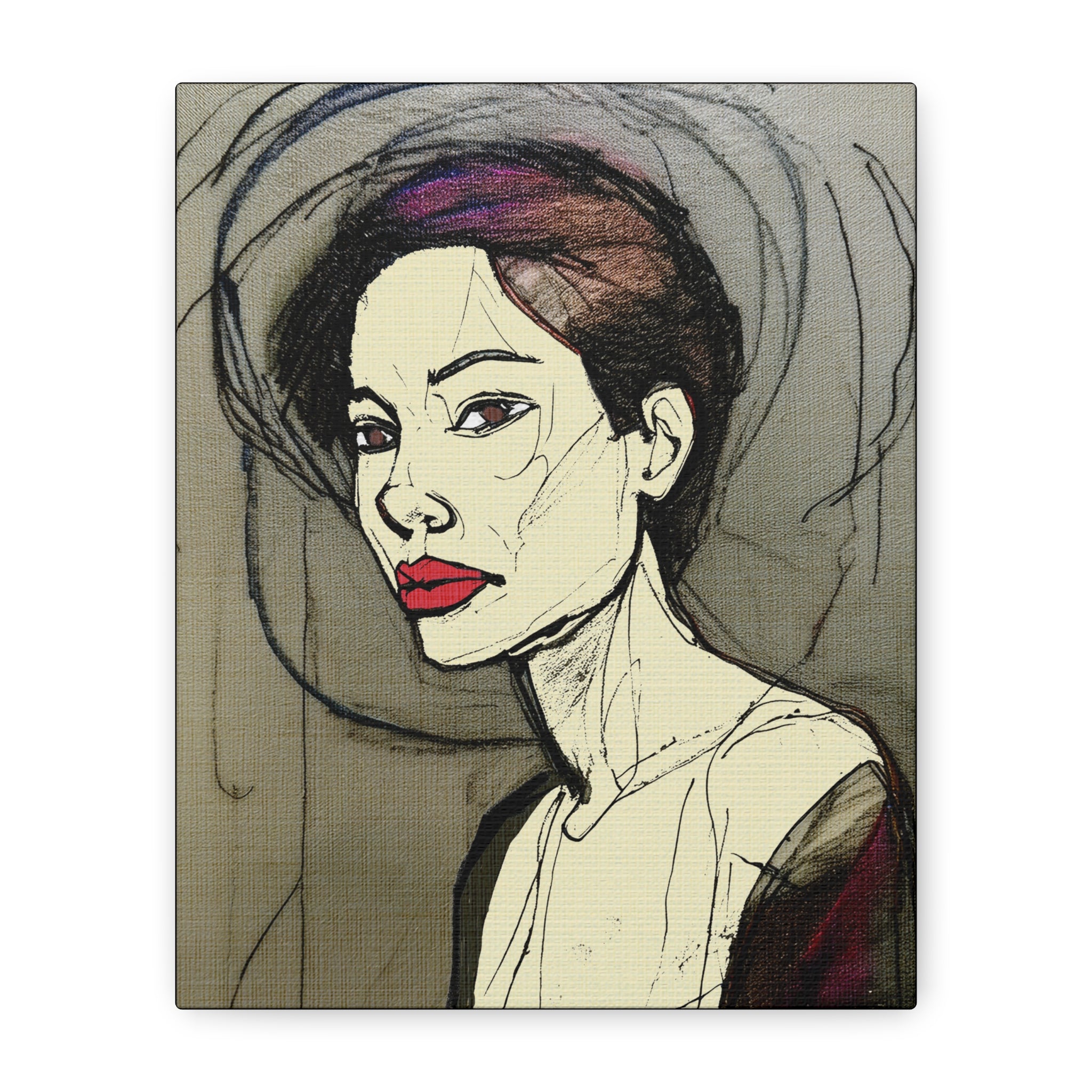 Abstract Woman Portrait Collaborative Modern Art Print Number One - Matte Canvas, Stretched, 1.25"
