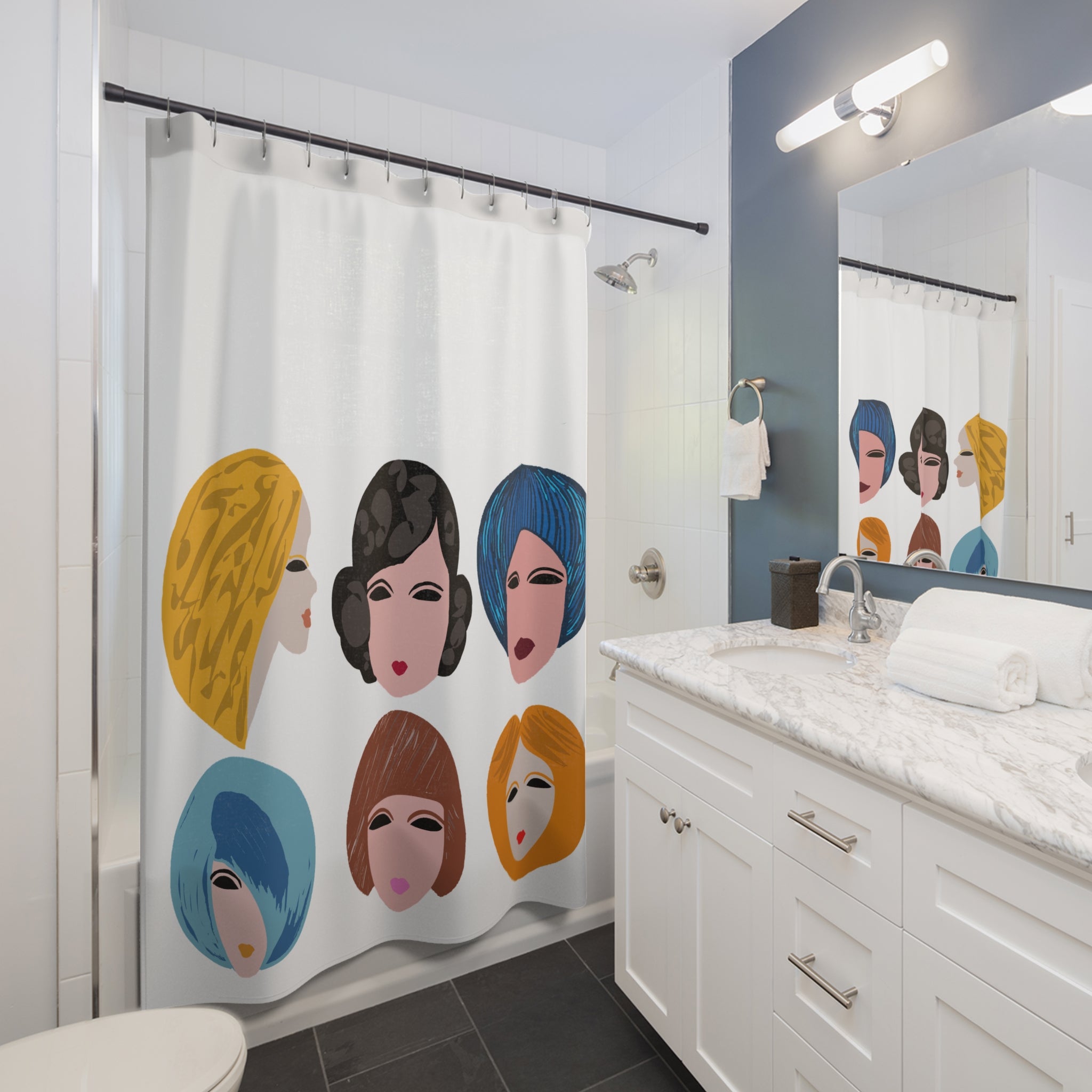 MCM Inspired Retro Hairdo Shower Curtain