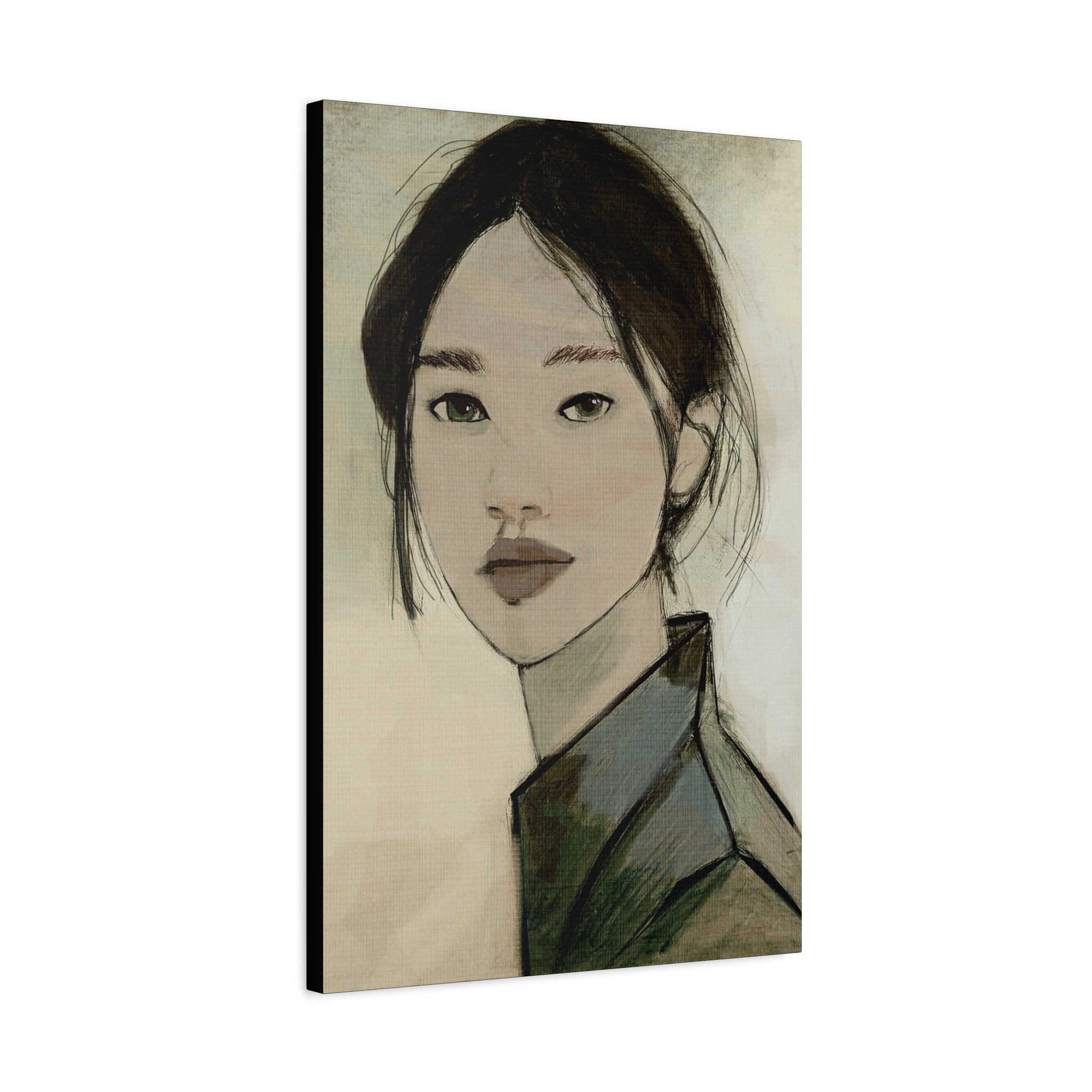 Abstract Woman Portrait Collaborative Modern Art Print Number Three- Matte Canvas, Stretched, 1.25"