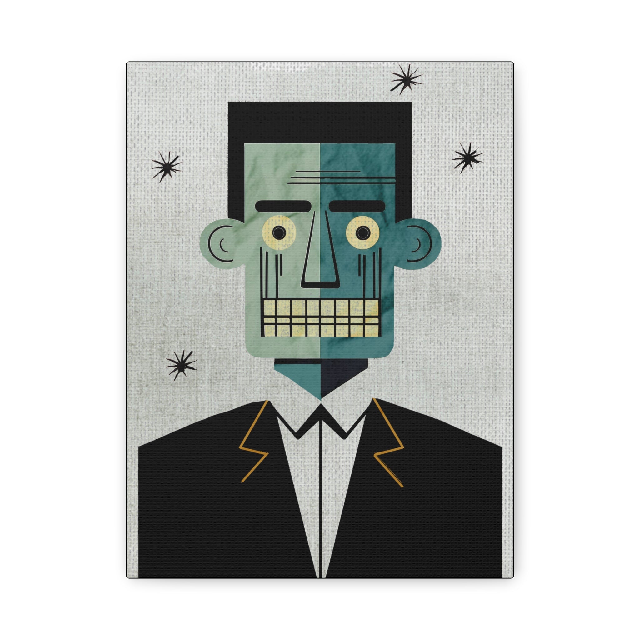 Halloween Seasonal Midwest Mod Frankentstein Monster Pop Art Print  - Matte Canvas, Stretched, 1.25"