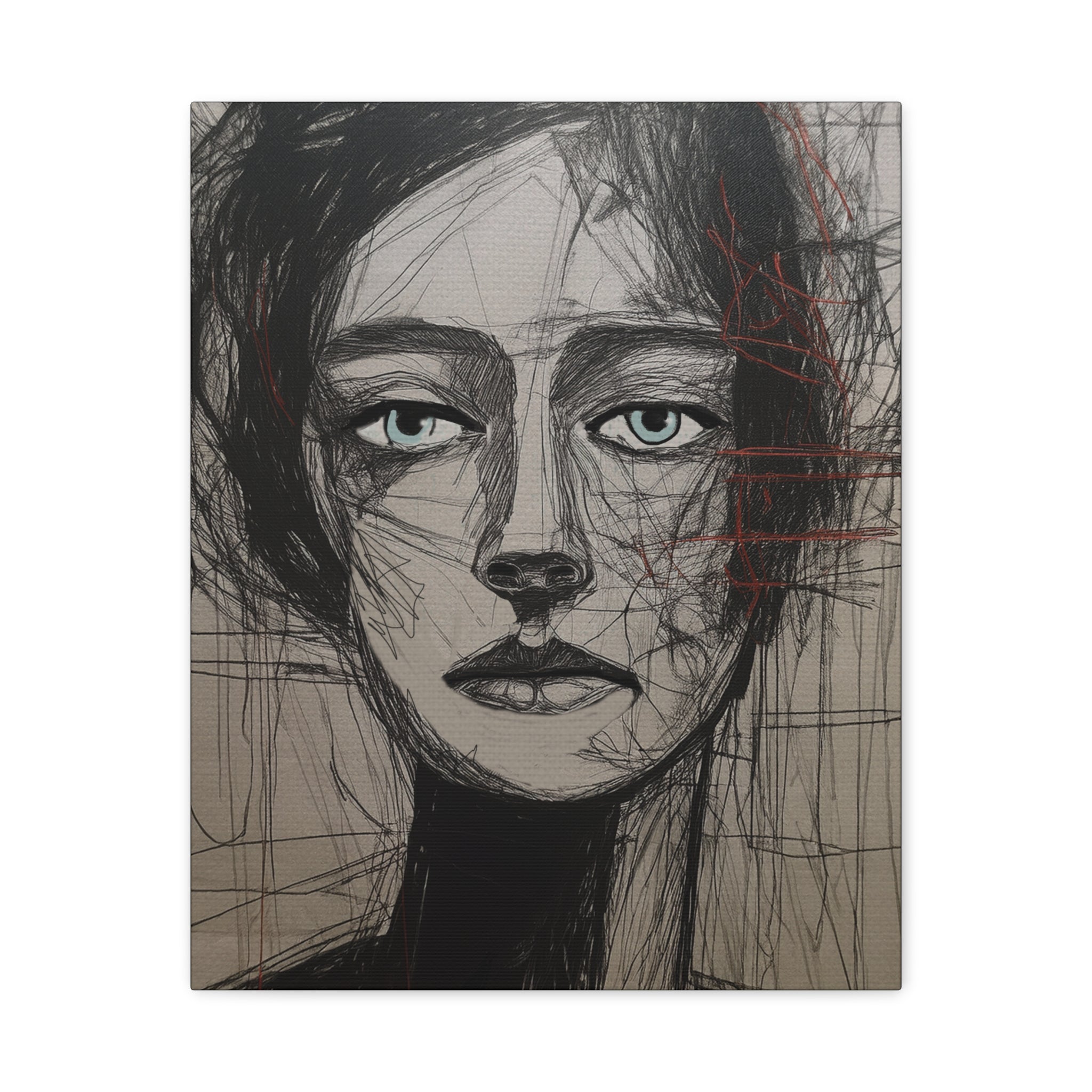 Abstract Woman Portrait Collaborative Modern Art Print Number Two- Matte Canvas, Stretched, 1.25"