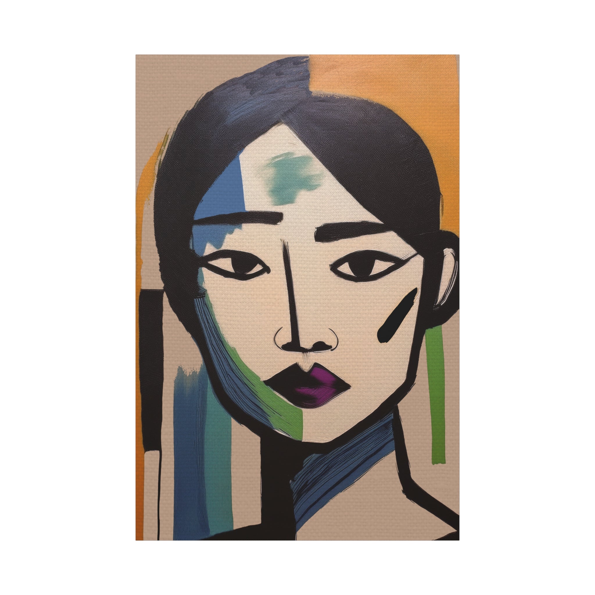 Abstract Warrior Woman Portrait Art Print - Matte Canvas, Stretched, 1.25"
