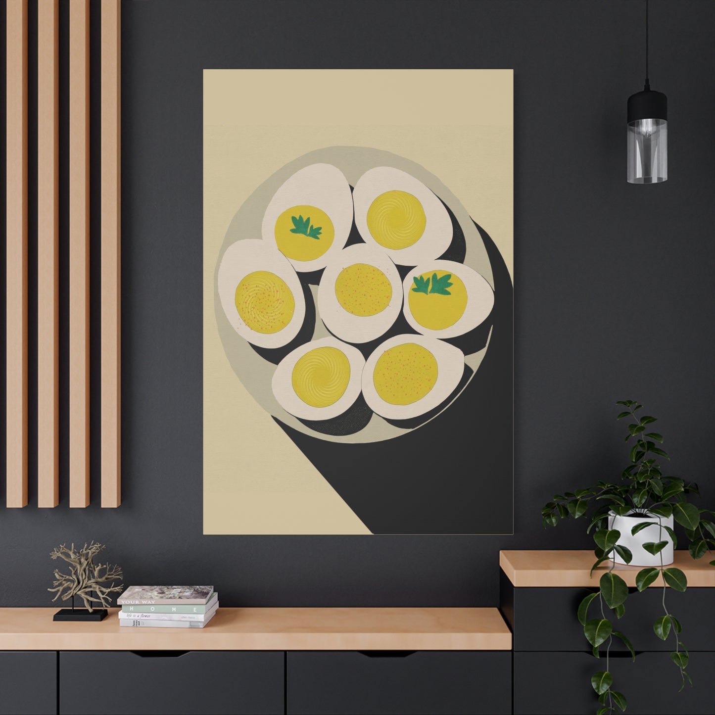 Pop Art Style Deviled Eggs Art Print - Matte Canvas, Stretched, 1.25"