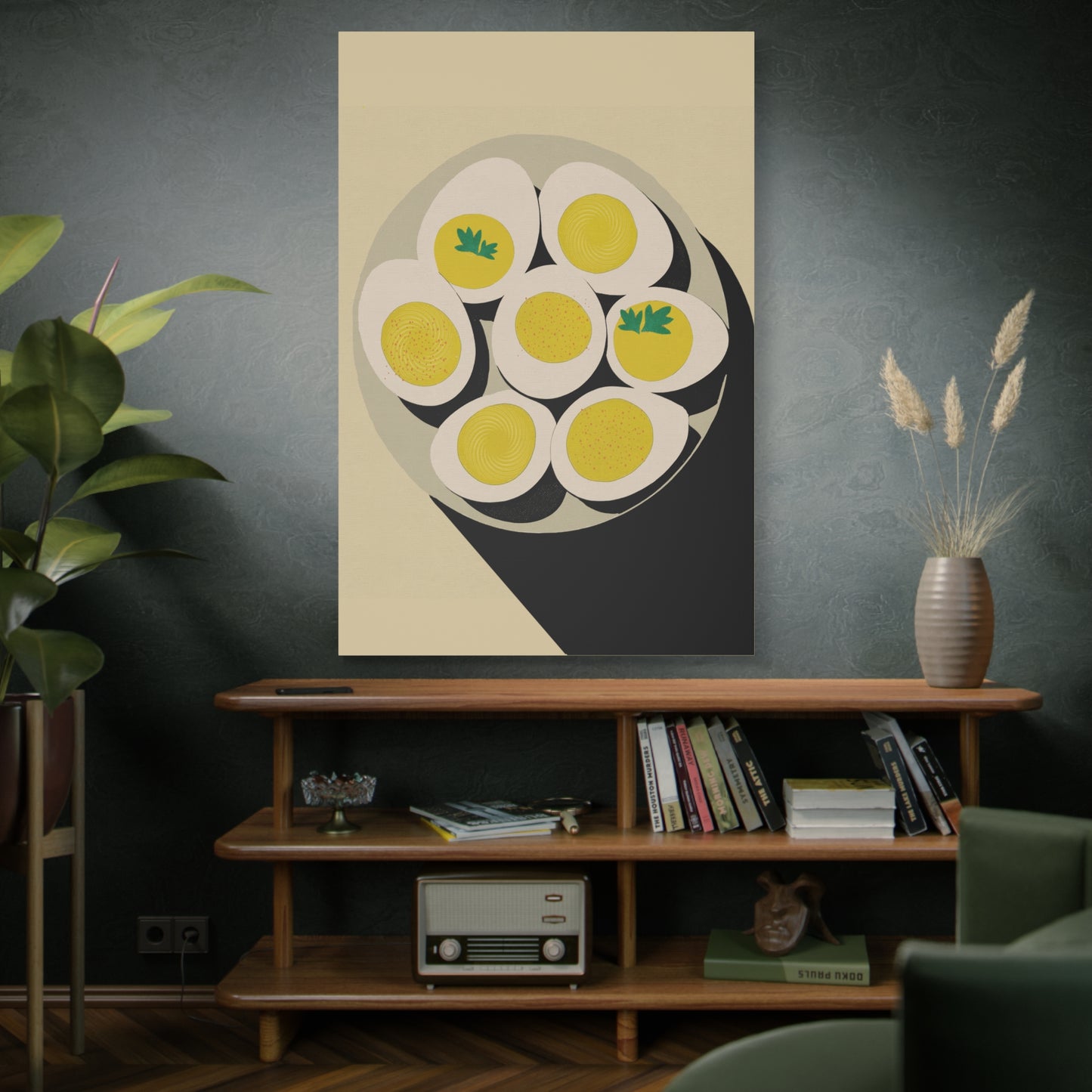 Pop Art Style Deviled Eggs Art Print - Matte Canvas, Stretched, 1.25"